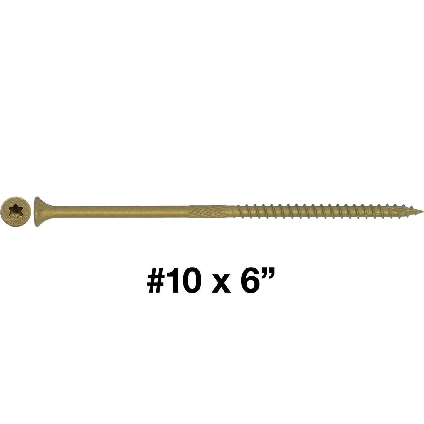 #10 x 2" - 6" Bronze Exterior Coated Wood Screw Torx/Star Drive Head - Multipurpose Exterior Coated Torx/Star Drive Wood Screws