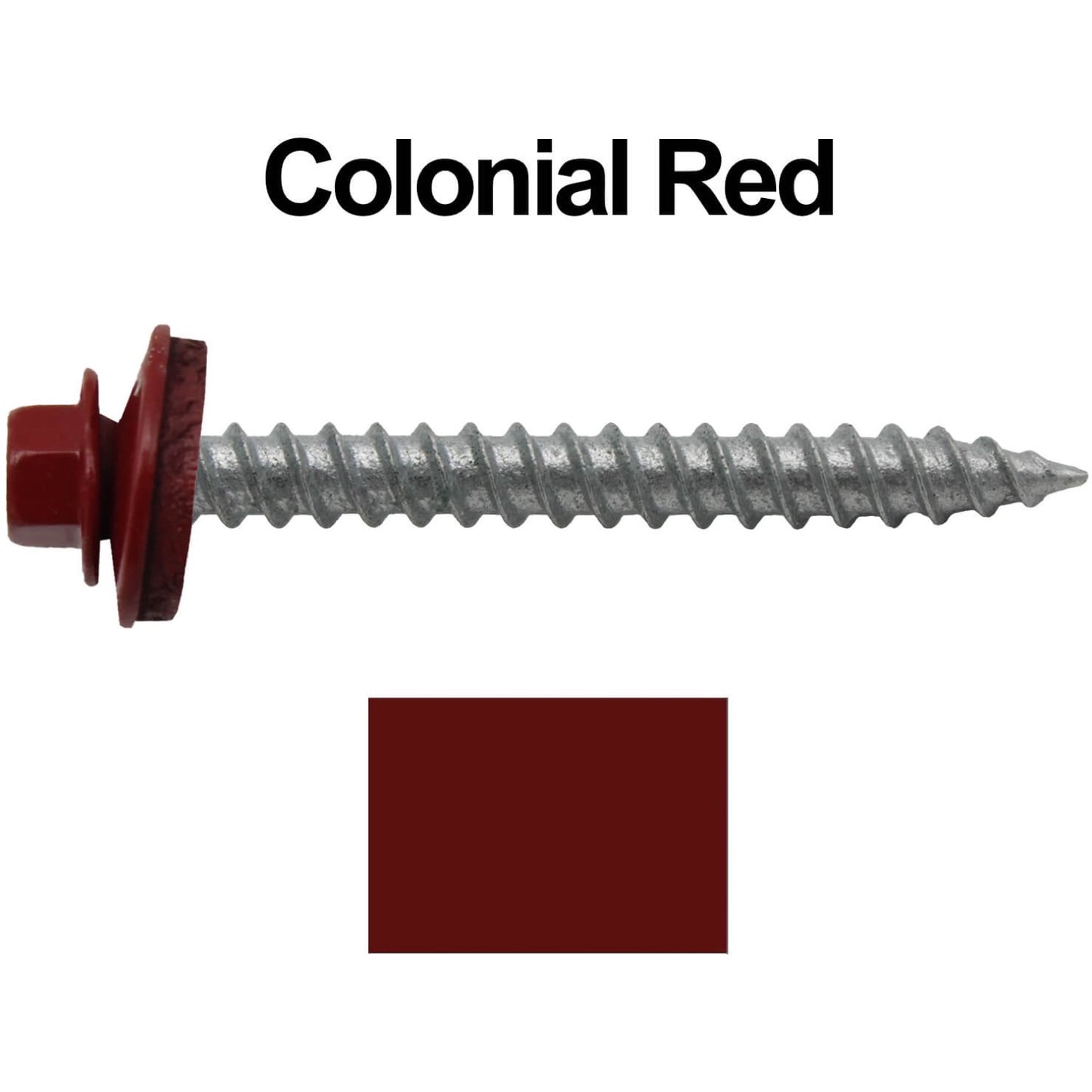 #12 x 2" RE-GRIP METAL ROOFING SCREWS - Hex Washer Head - Self starting/self tapping - EPDM washer. Colored head.