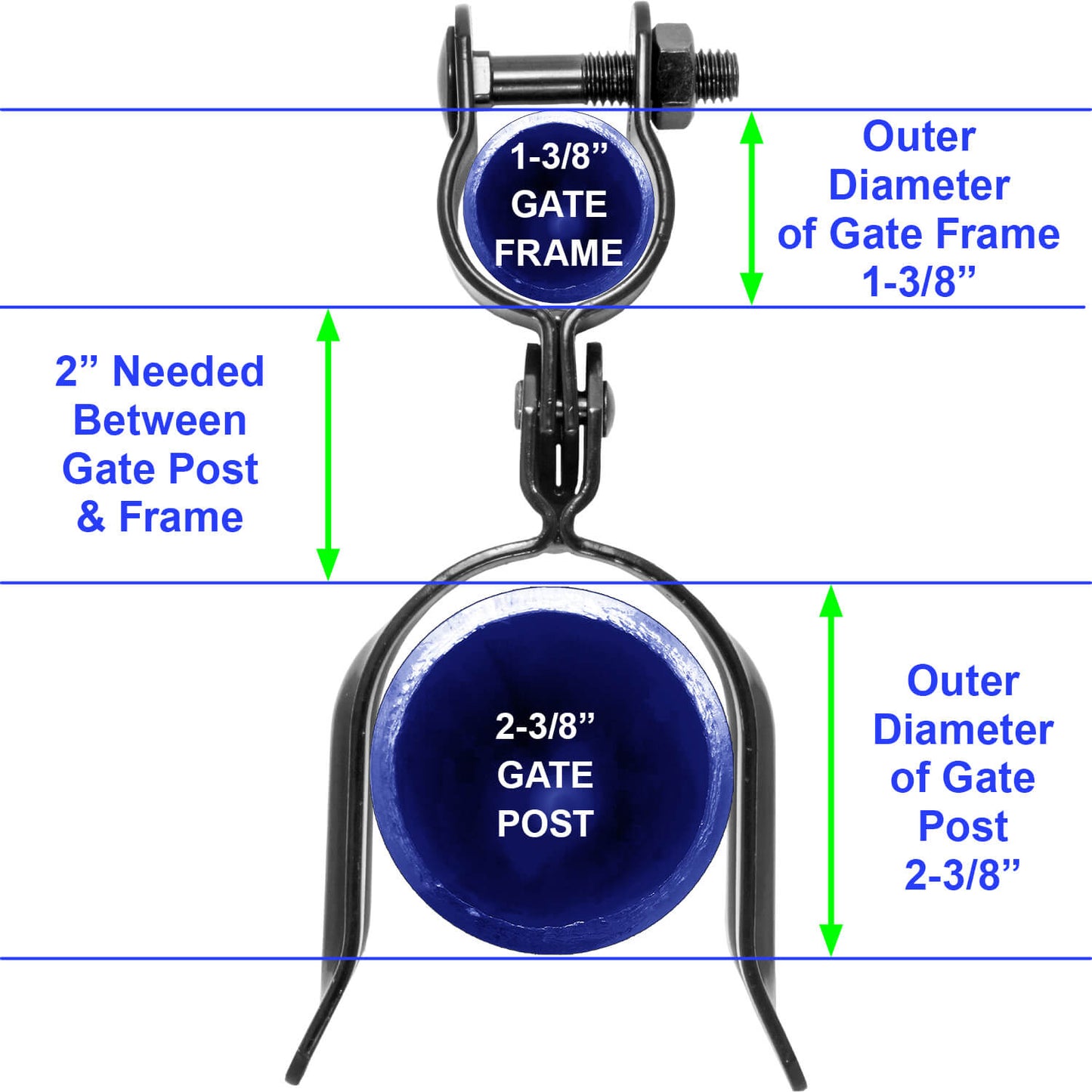 Black Heavy Duty Residential Chain Link Fork Latch - Powder Coated to Resist Rust and Corrosion.