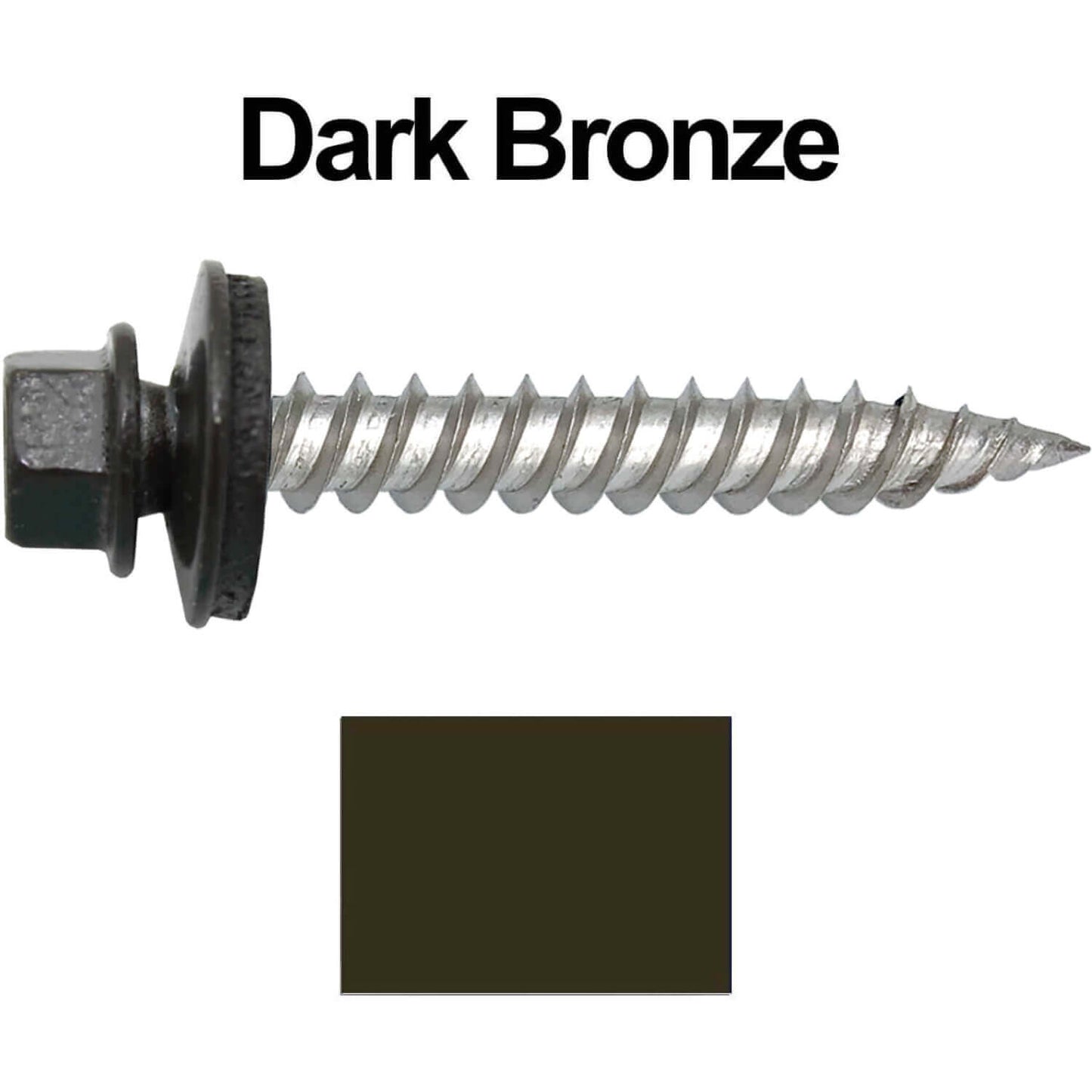 12 x 1-1/2" Stainless Steel Metal Roofing Screw - Hex Washer Head - Self starting/self tapping - EPDM washer. Colored head.