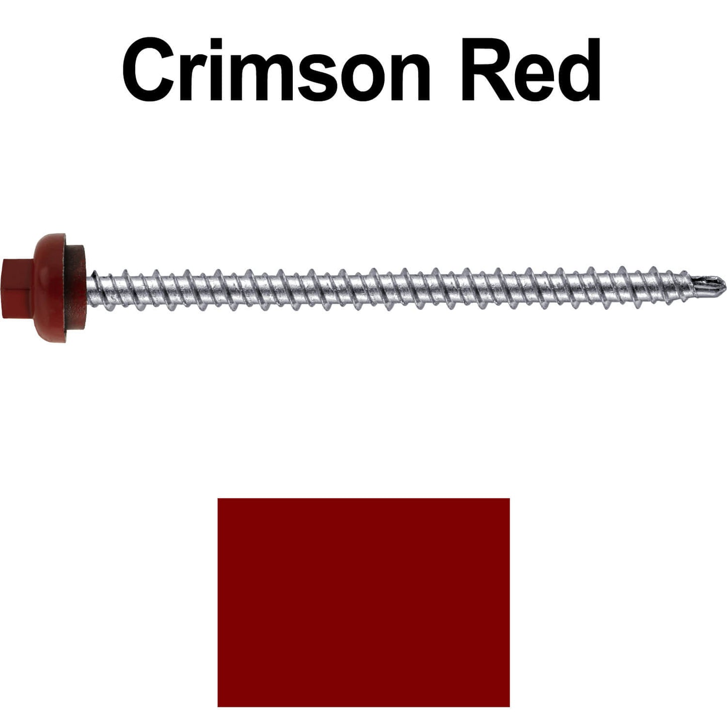 10 X 3" Zinc Aluminum Cap MINI-DRILLER Roofing Screws HI-LO THREAD Zinc Plated Carbon Steel Shank - EPDM Washer - Colored head