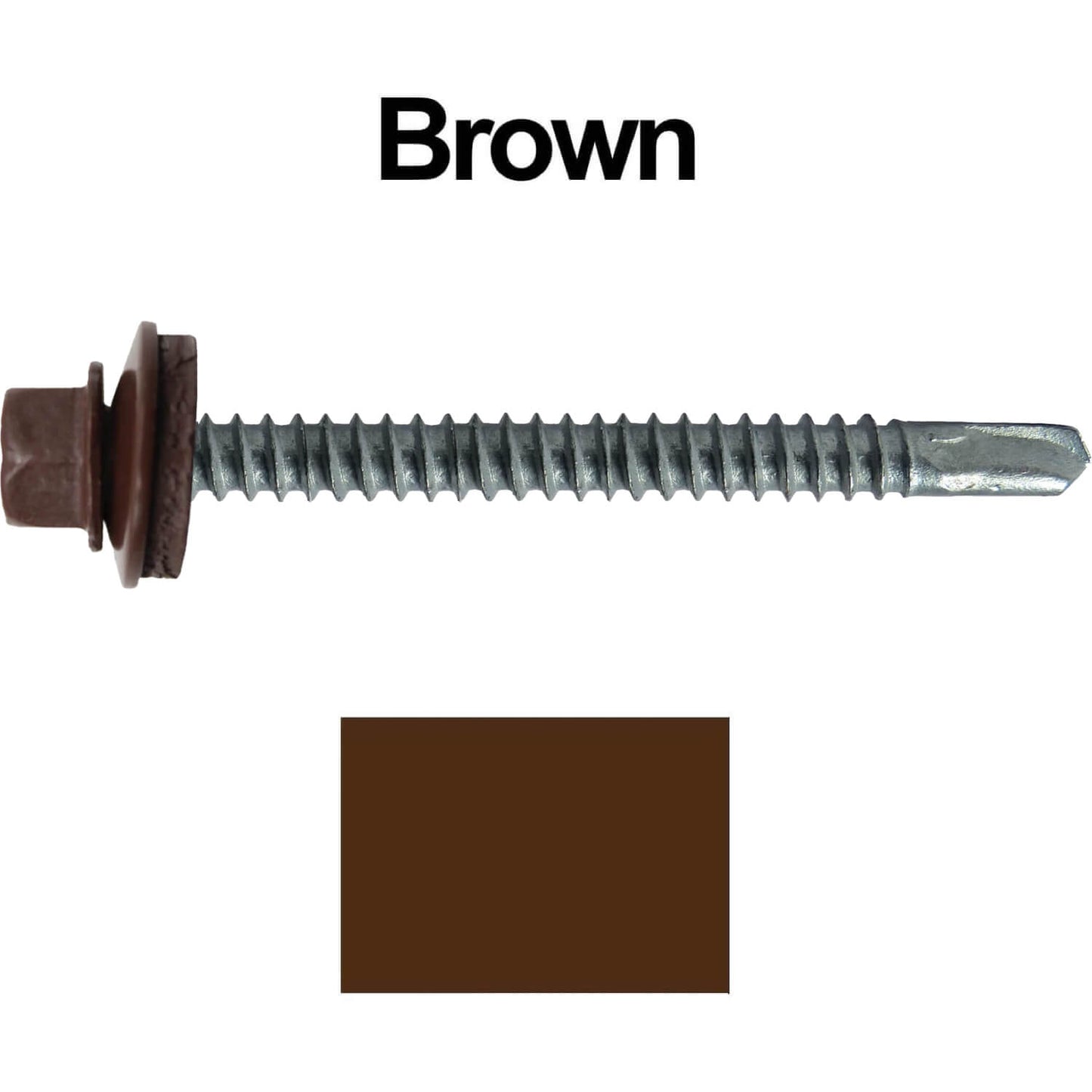#12 X 3" Metal to Metal Type #3 Roofing Screws - Hex Washer Head - Self starting/self tapping - 5/8" EPDM washer. Colored head.