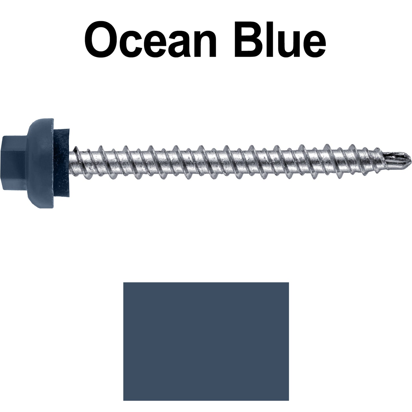 10 X 2” Zinc Aluminum Cap MINI-DRILLER Roofing Screws HI-LO THREAD Zinc Plated Carbon Steel Shank - EPDM Washer - Colored head