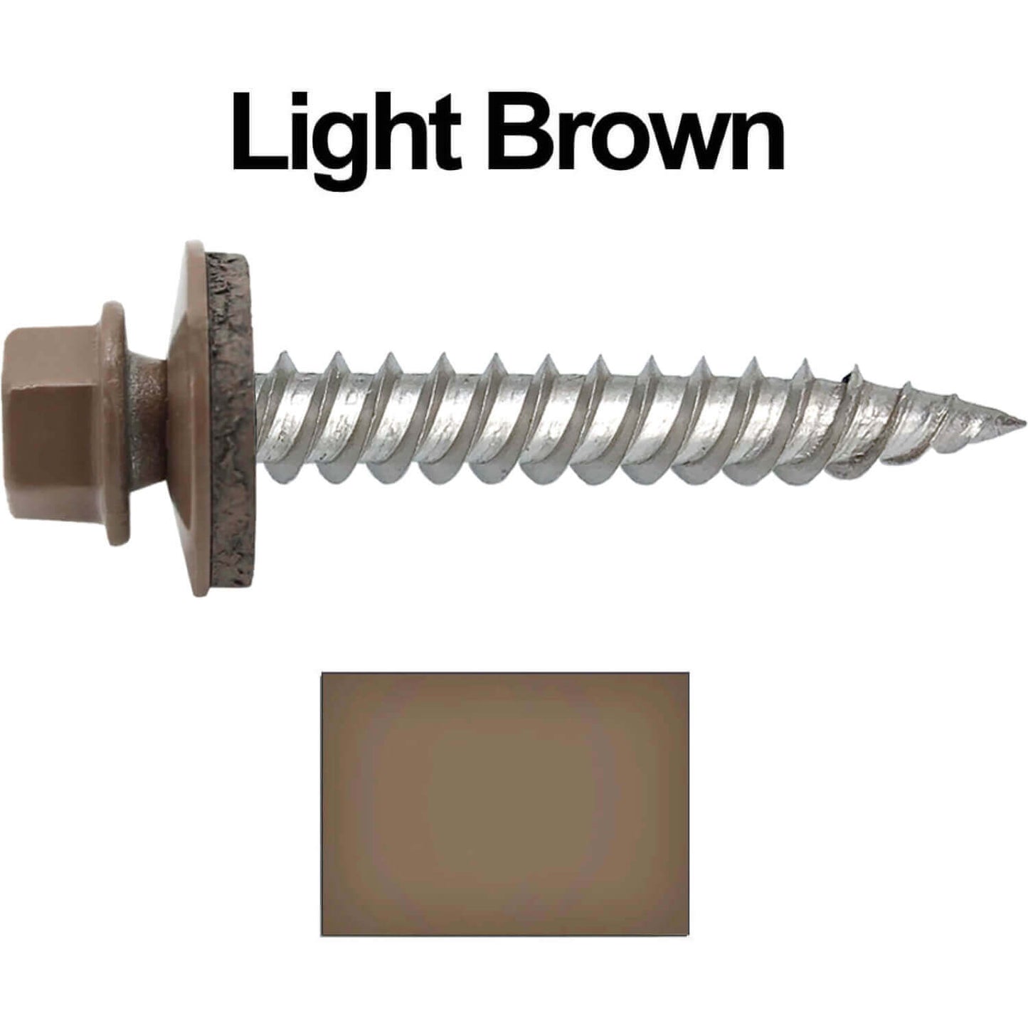 12 x 1-1/2" Stainless Steel Metal Roofing Screw - Hex Washer Head - Self starting/self tapping - EPDM washer. Colored head.