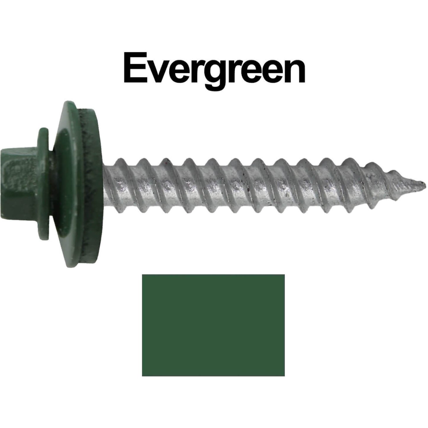 12 x 1-1/2" Metal ROOFING SCREWS - Hex Washer Head - Self starting/self tapping - EPDM washer. Colored head.