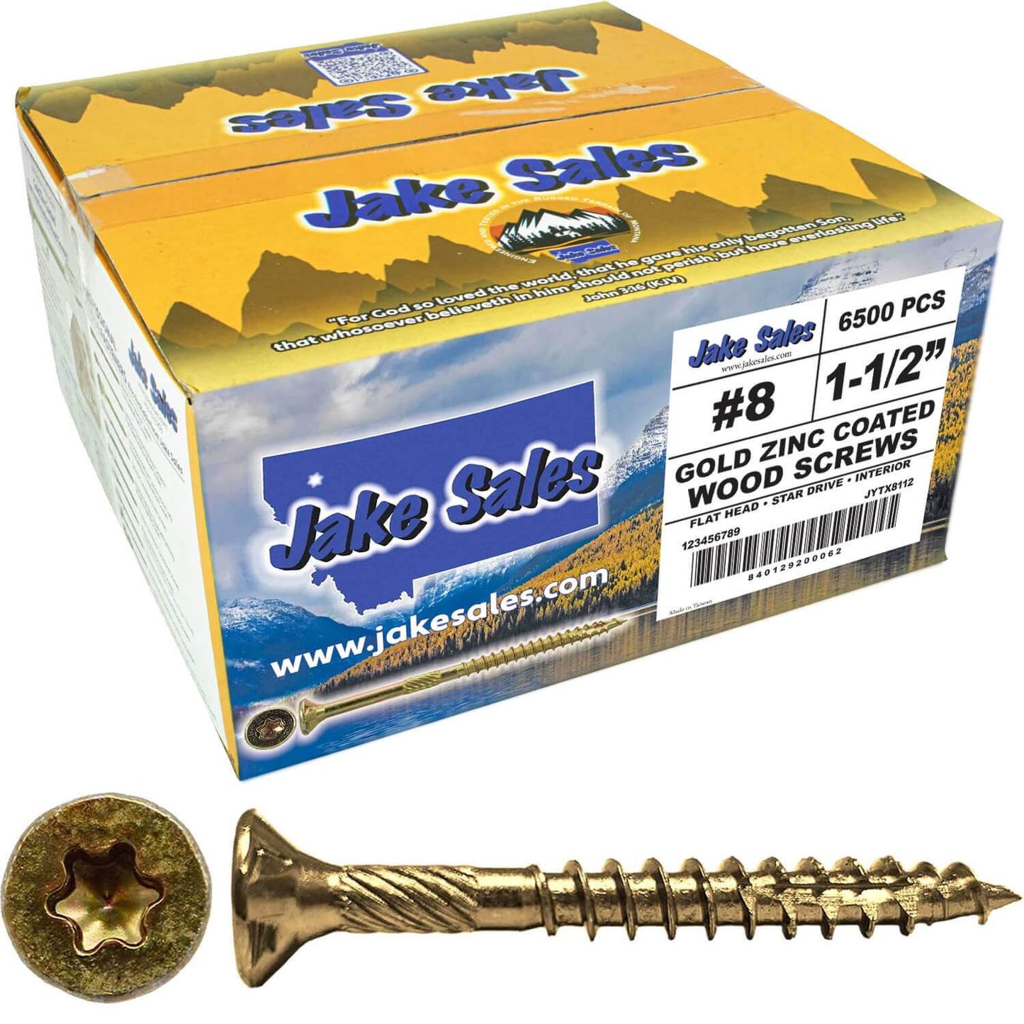 #8 Yellow Zinc Coated General Purpose Wood Screws. Torx/Star Drive Head - Multipurpose Torx/Star Drive Wood Screws