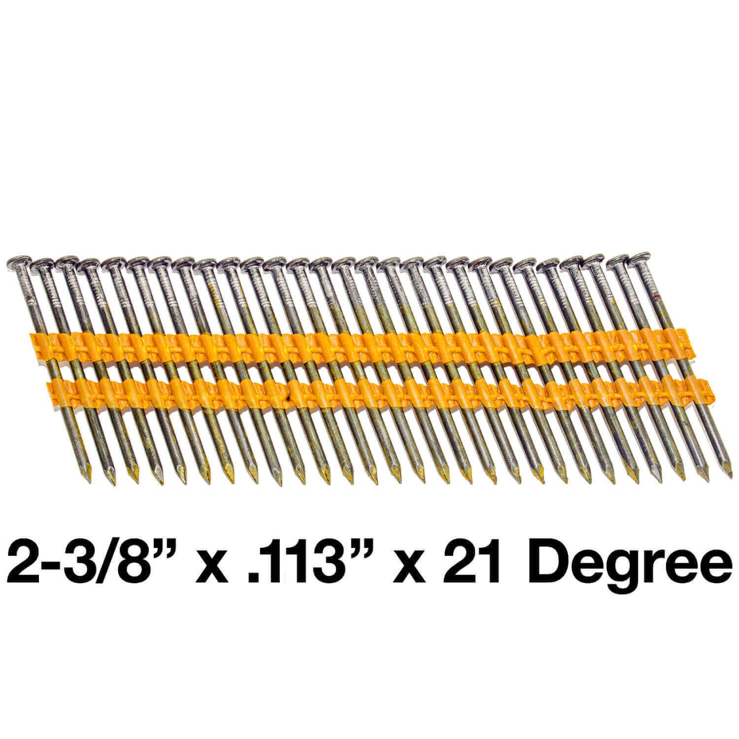 21 Degree Collated Nails - Vinyl coated framing nails in Smooth Shank and Ring Shank Galvanized.