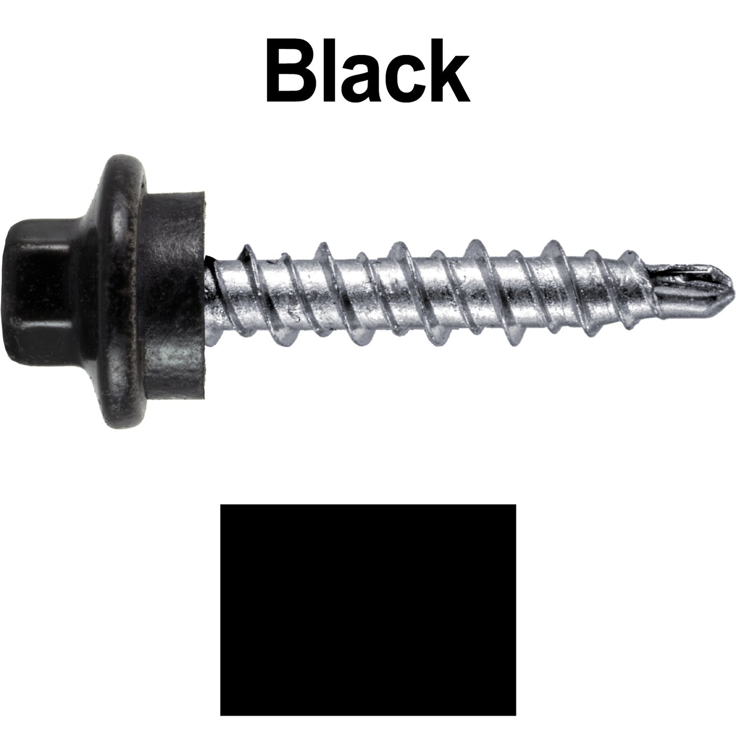 #10 x 1" Stainless Steel Mini Driller Sheet Metal Roofing Screw - Hex Washer Cap - Self starting metal to wood siding screws - EPDM washer. Colored Head.