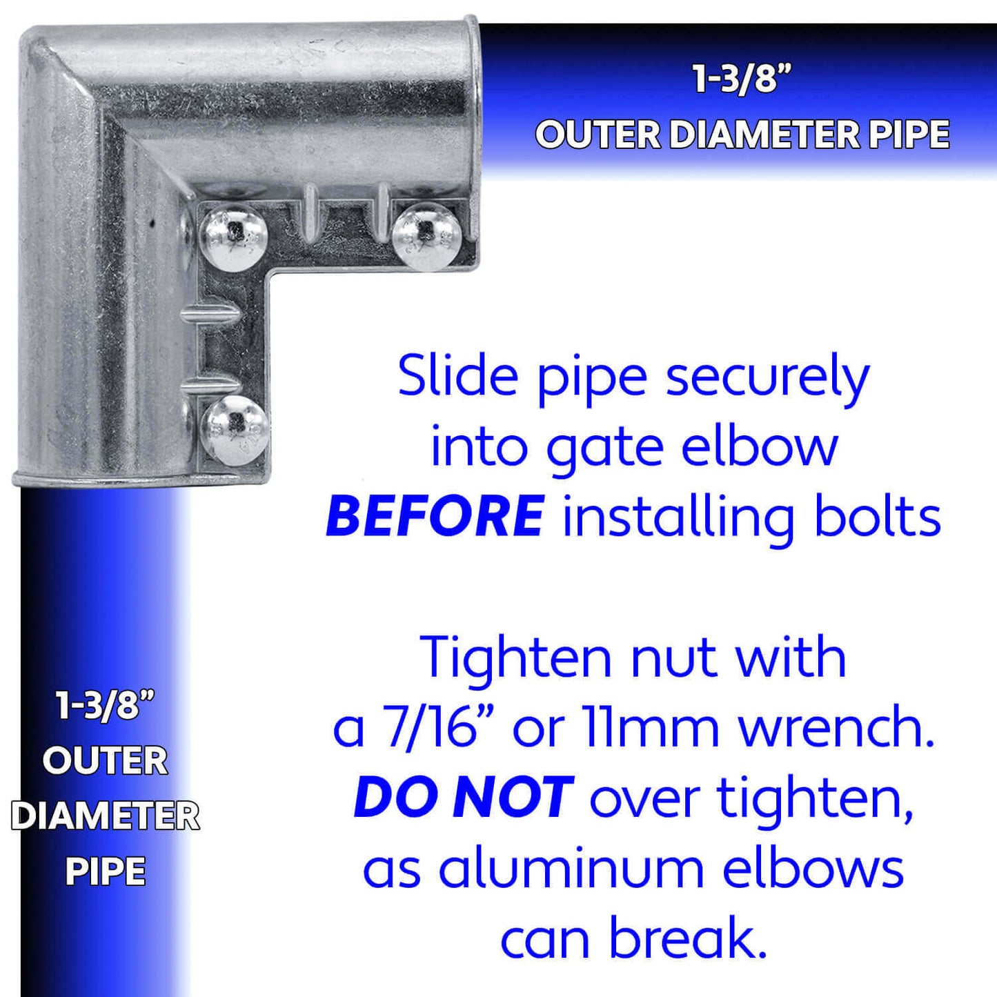 1-3/8" Gate Corner for Chain Link Gates - Includes Bolts for Easy Installation on Gate