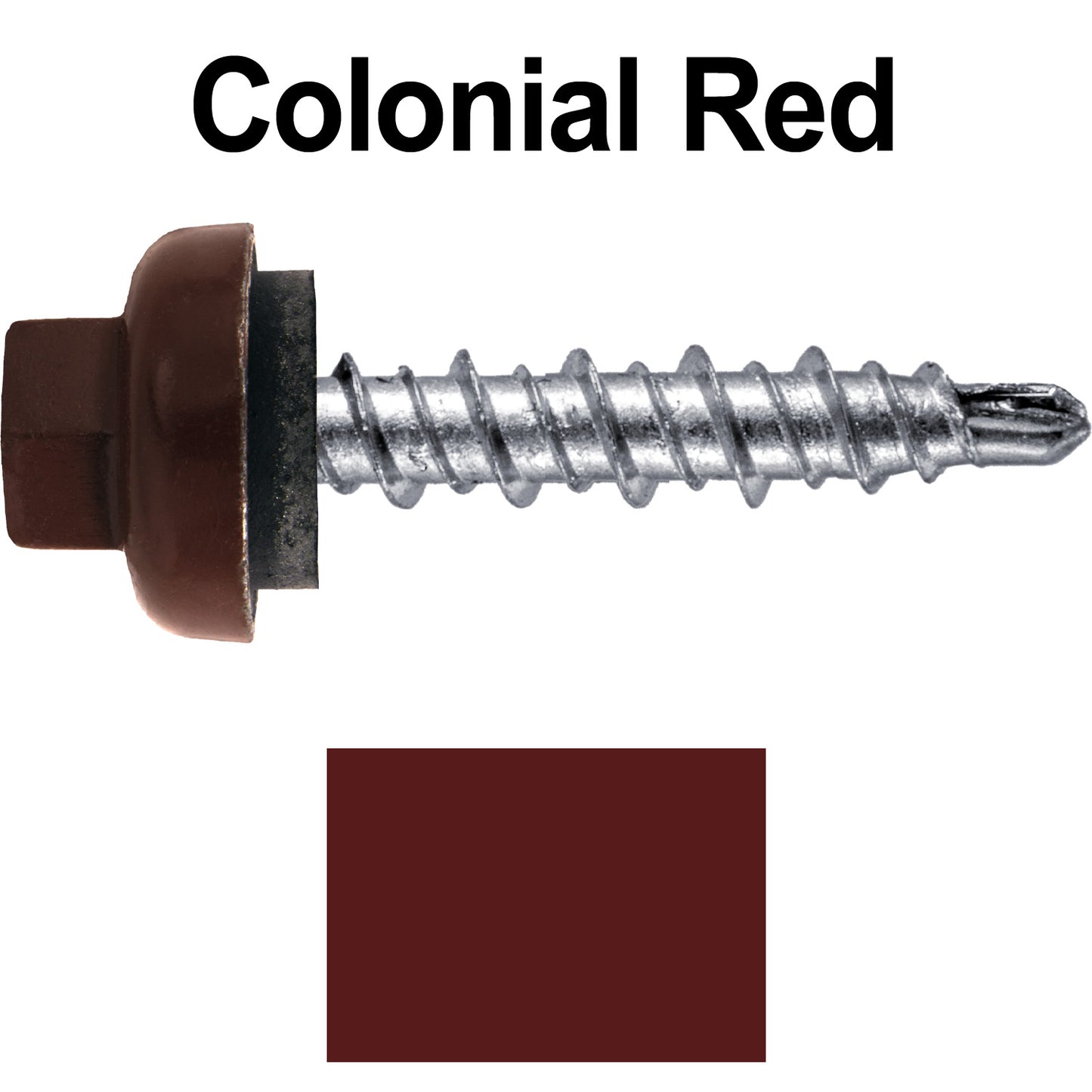 10 X 1" Zinc Aluminum Cap MINI-DRILLER Roofing Screws HI-LO THREAD Zinc Plated Carbon Steel Shank - EPDM Washer - Colored head
