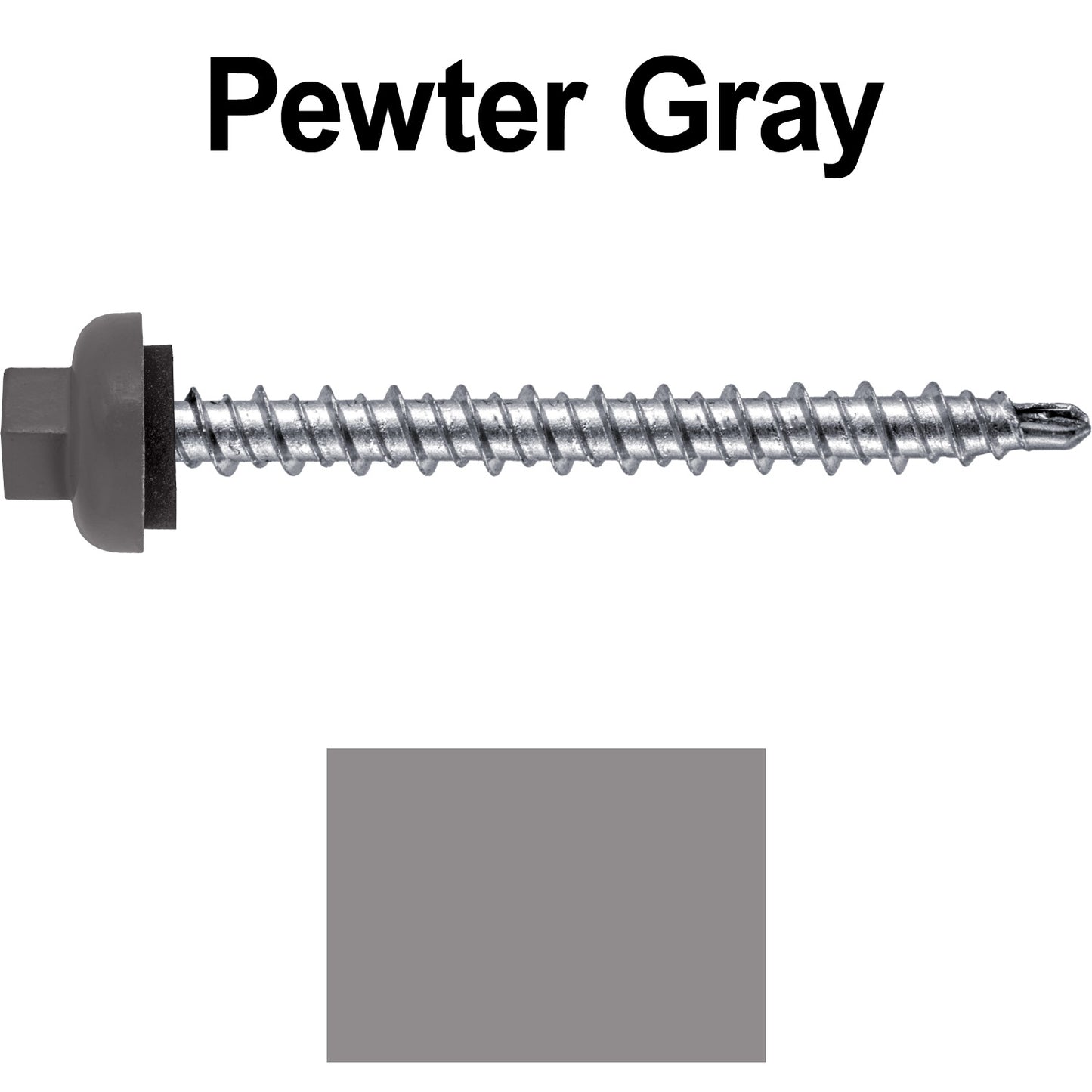 10 X 2” Zinc Aluminum Cap MINI-DRILLER Roofing Screws HI-LO THREAD Zinc Plated Carbon Steel Shank - EPDM Washer - Colored head