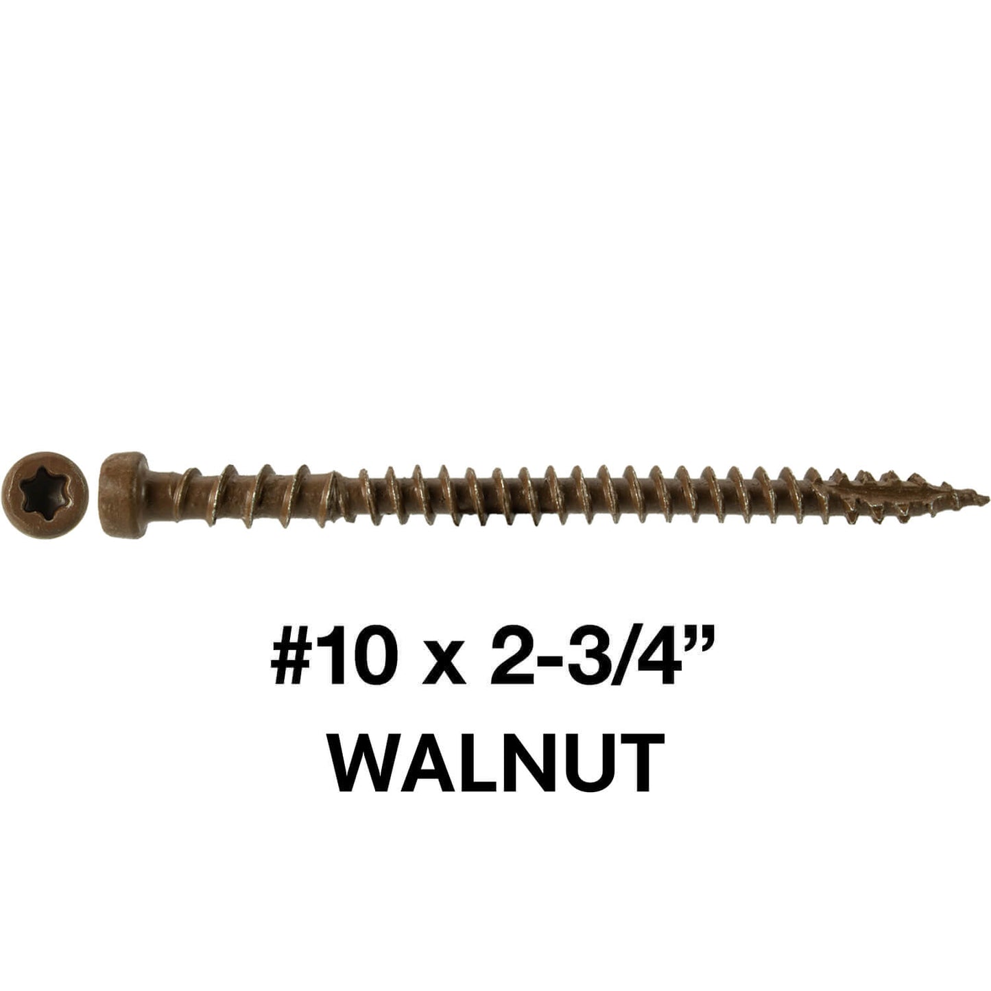 #10 x 2-3/4" Colored Composite Decking Wood Screws with Torx/Star Drive Head (T20 Bit), Exterior Coated, Compatible with Pressure Treated and ACQ Lumber