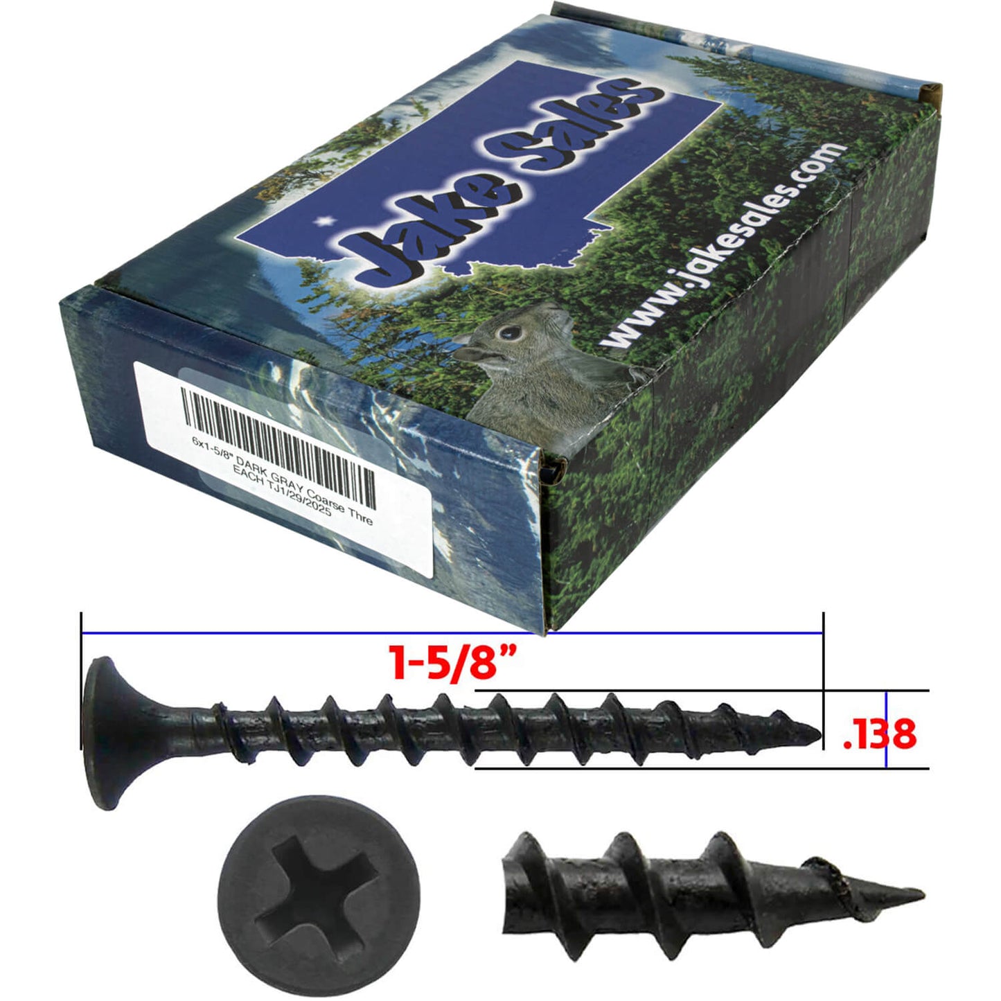 Gray Phosphate Coarse Thread Drywall Screws - Drywall, Gypsum board, Sheet rock, Plasterboard Screws. Use for all purpose wood screws.
