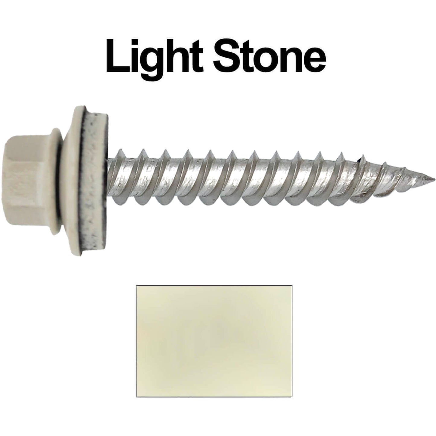 12 x 1-1/2" Stainless Steel Metal Roofing Screw - Hex Washer Head - Self starting/self tapping - EPDM washer. Colored head.