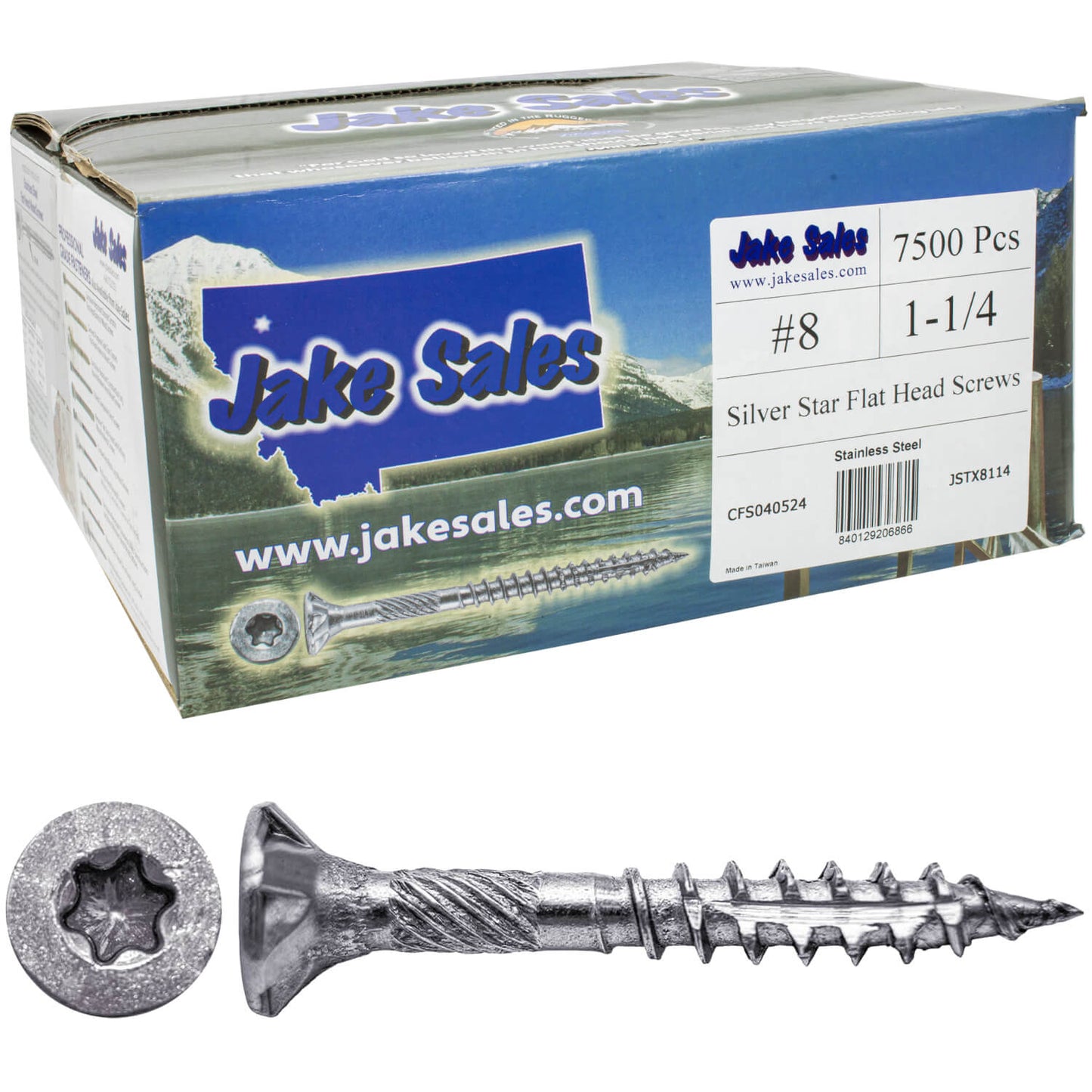 #8 Torx/Star Drive Head - 300 Grade Stainless Steel Torx/Star Drive Wood Screws - Silver Star Stainless Steel Wood Screw