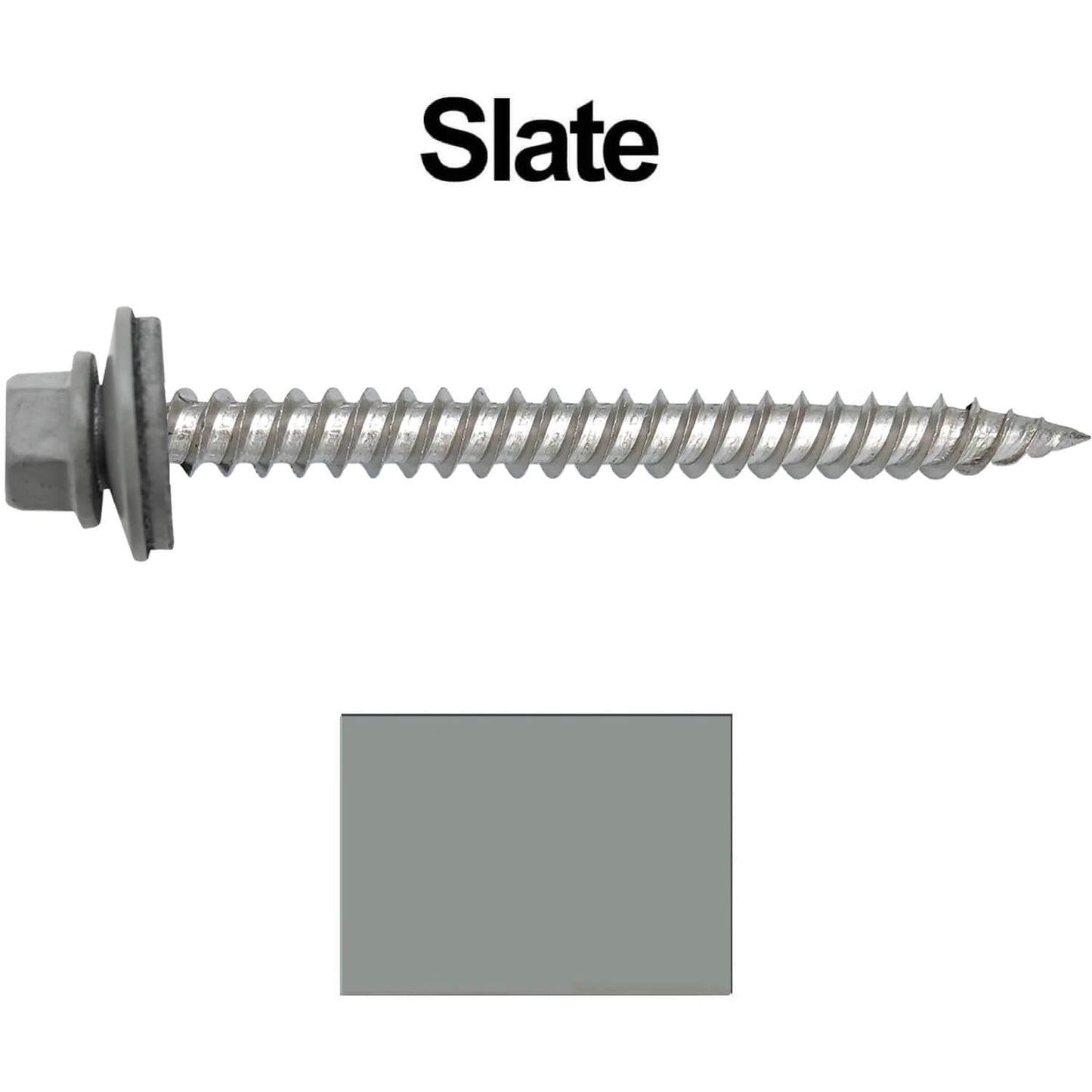 12 x 2-1/2" Stainless Steel Metal Roofing Screw - Hex Washer Head - Self starting/self tapping - EPDM washer. Colored head.