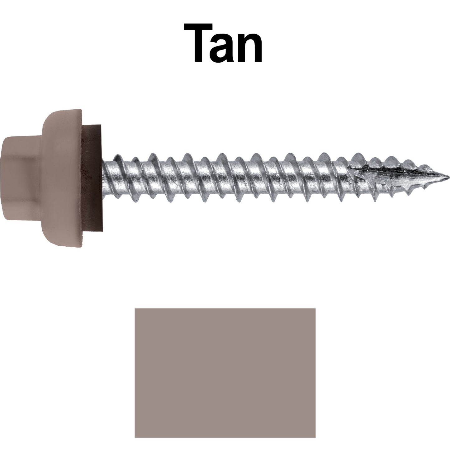 10 X 1-1/2" HI-LO Zinc Aluminum Cap Metal Roofing Screws - Hex Washer Head - Self starting/self tapping - EPDM washer. Colored head.