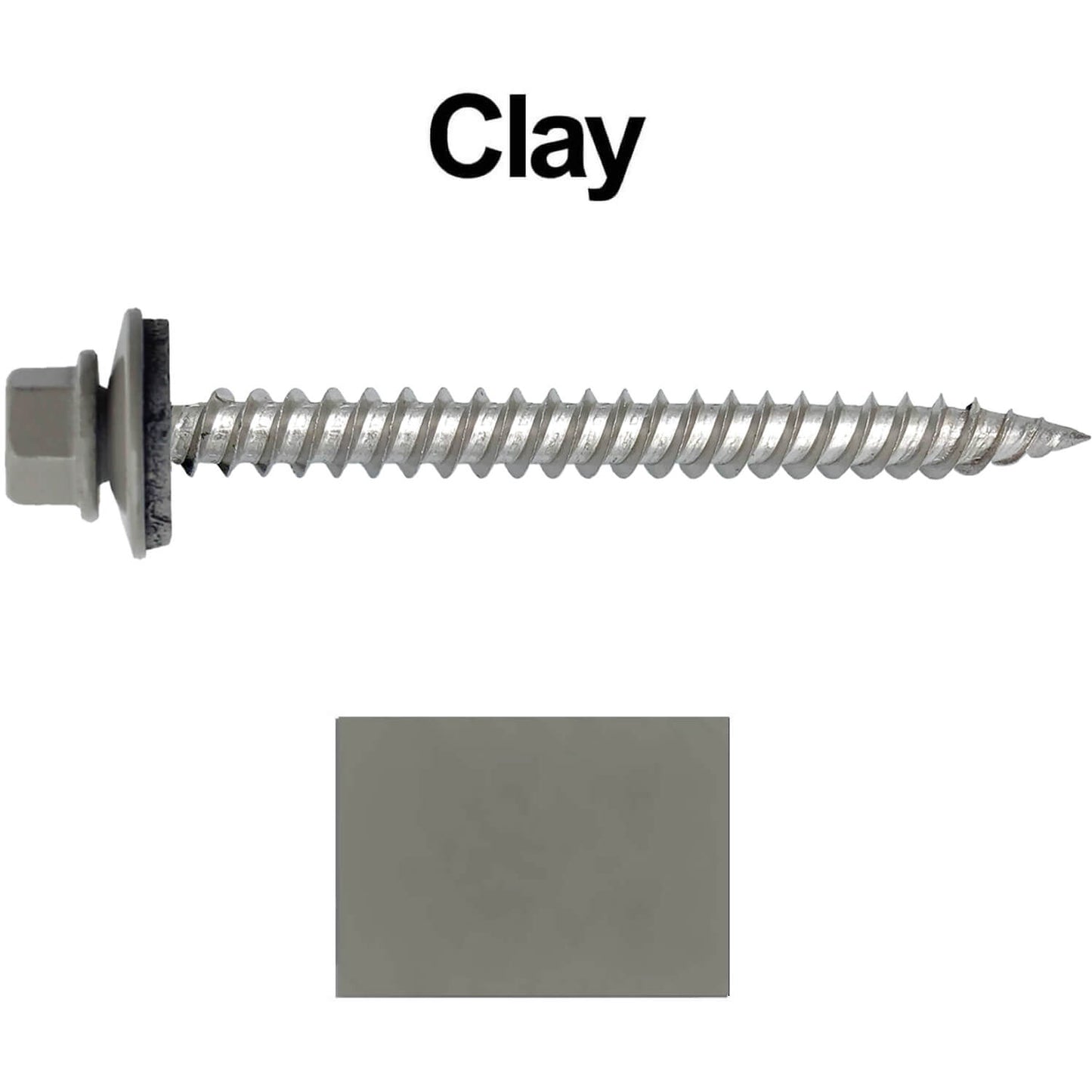 12 x 2-1/2" Stainless Steel Metal Roofing Screw - Hex Washer Head - Self starting/self tapping - EPDM washer. Colored head.