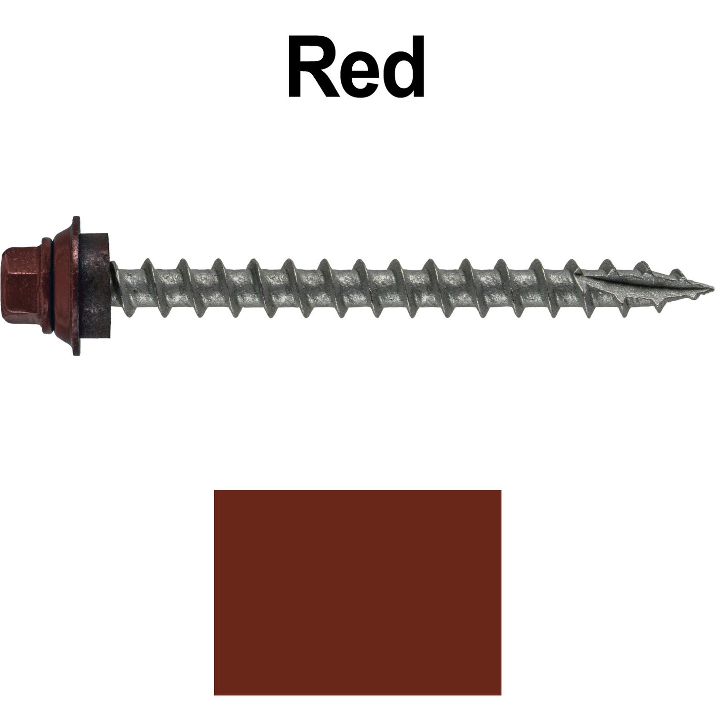 12 X 2-1/2" Metal Roofing Screws For OSB and Plywood - Galvanized Metal to Wood Type 17 Tip - 1/4" Hex Head - Assembled EPDM Washer