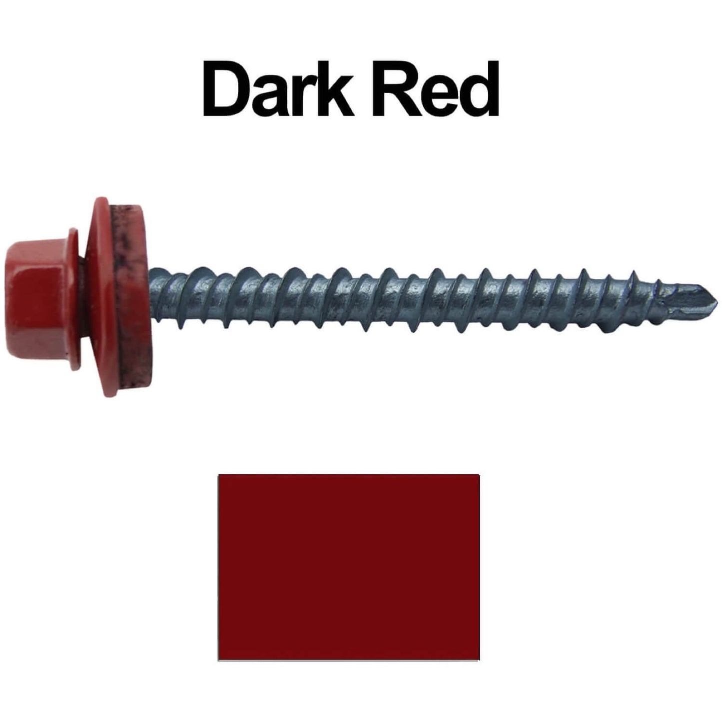 10 x 2" - Mini Driller Sheet Metal Roofing Screw - Hex Washer Head - Self starting metal to wood siding screws. EPDM washer. Colored head.