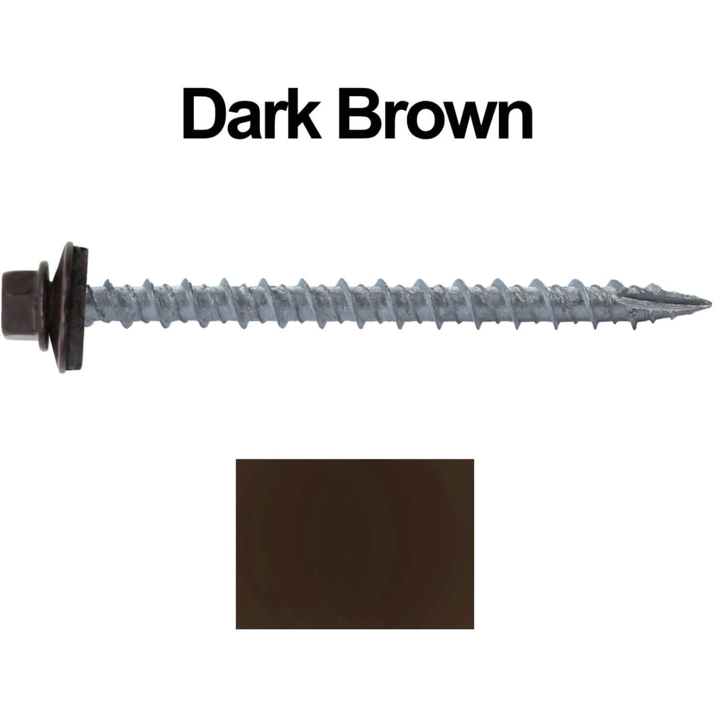 #10 x 2-1/2" Metal ROOFING SCREWS - Hex Washer Head - Self starting/self tapping - EPDM washer. Colored head.