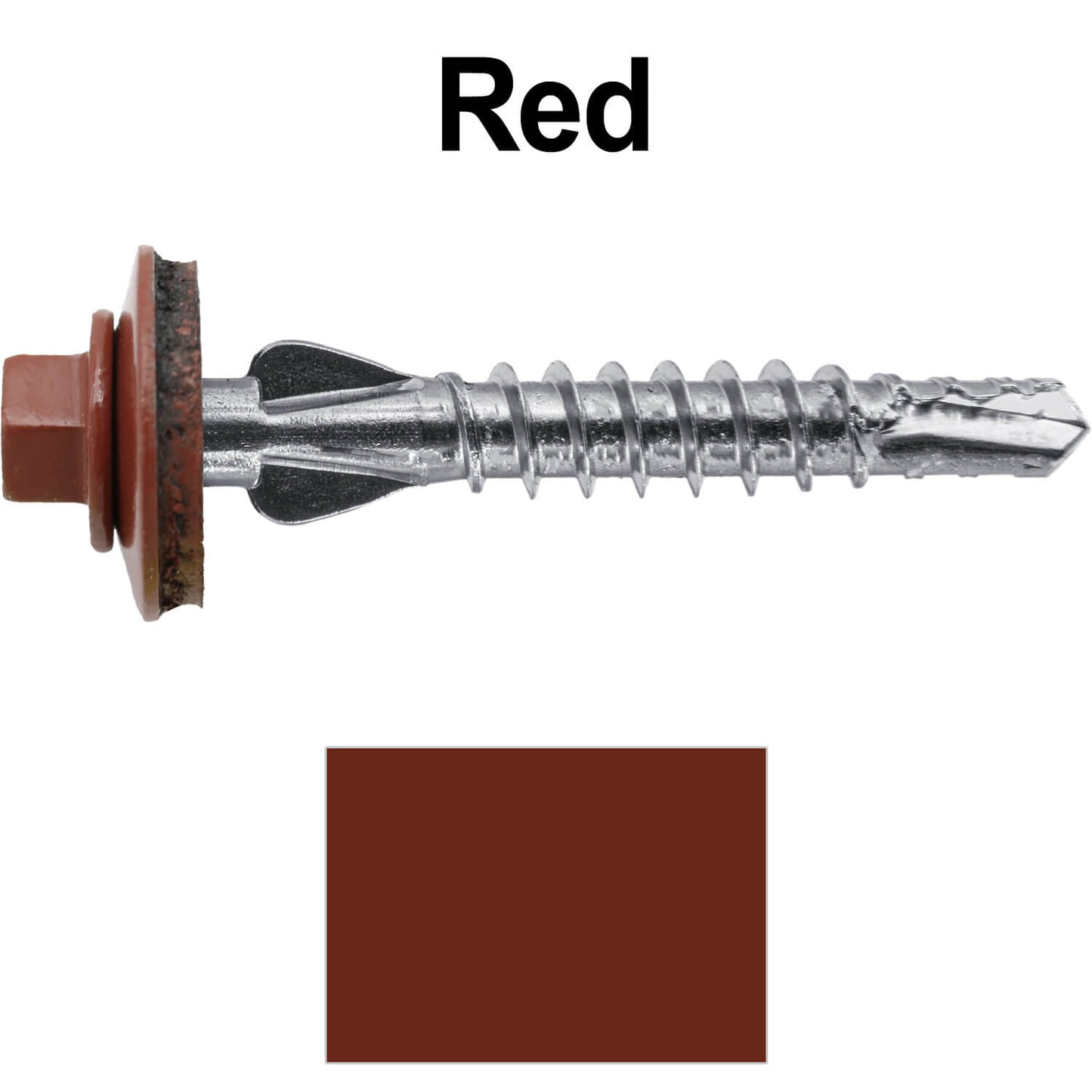 12 X 1-1/2" PFP STAINLESS STEEL Fastener - 1/4" Washer Hex Head - #3 Drill Point Tip - For Polycarbonite, Fiberglass and PVC sheeting. Colored head.