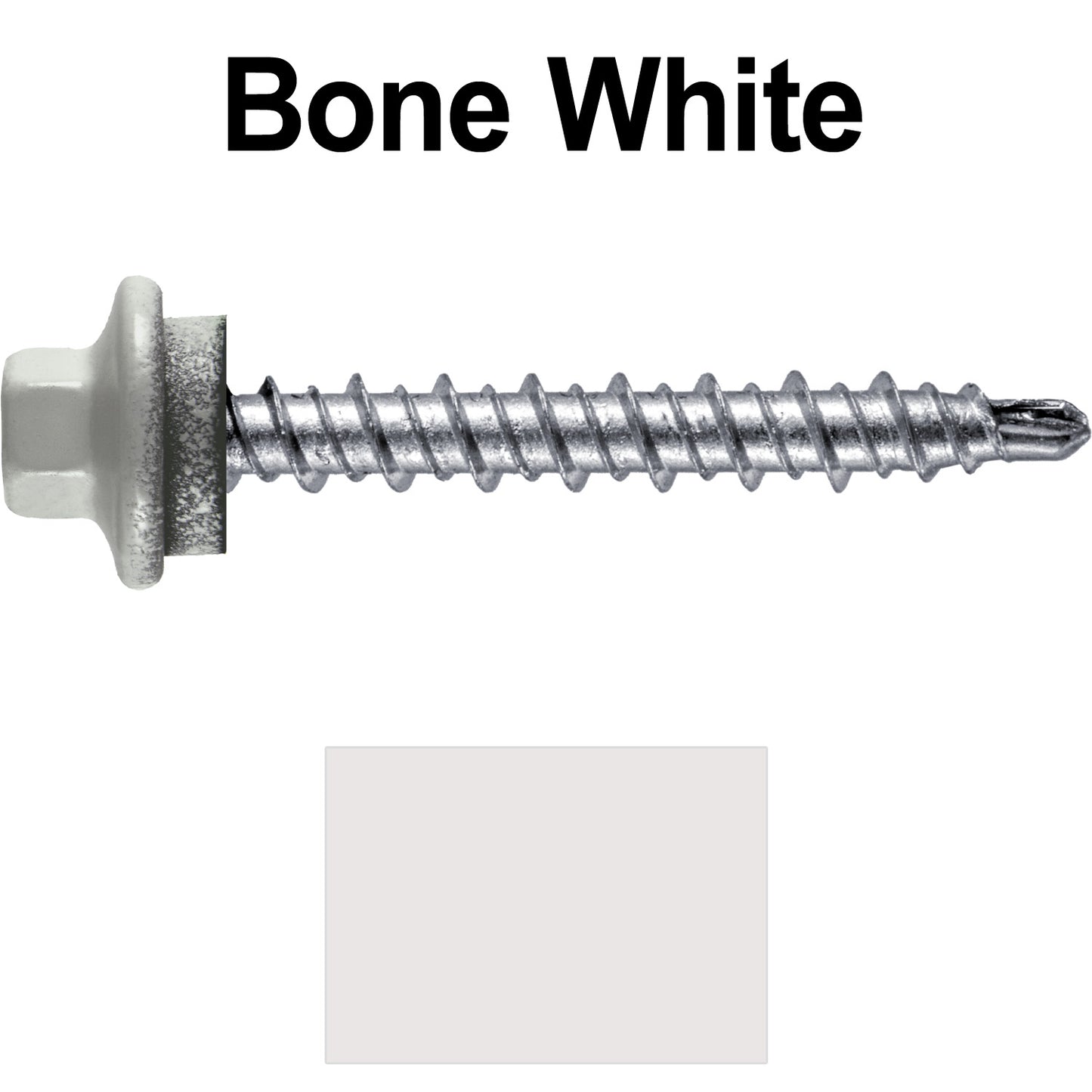 #10 x 1-1/2" Stainless Steel Mini Driller Sheet Metal Roofing Screw - Hex Washer Cap - Self starting metal to wood siding screws - EPDM washer. Colored head.