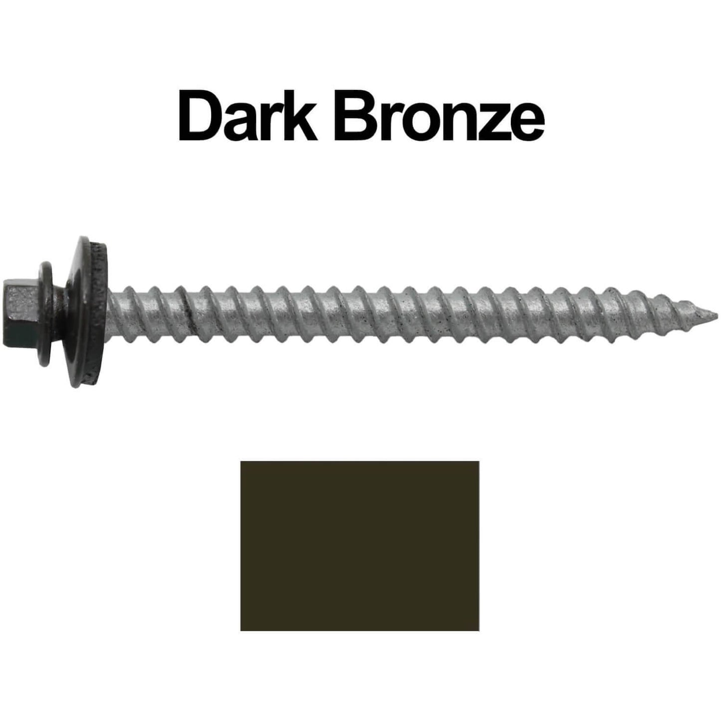 12 x 2-1/2" Metal ROOFING SCREWS - Hex Washer Head - Self starting/self tapping - EPDM washer. Colored head.