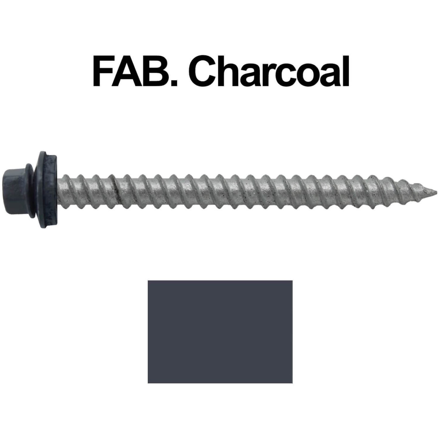 12 x 2-1/2" Metal ROOFING SCREWS - Hex Washer Head - Self starting/self tapping - EPDM washer. Colored head.