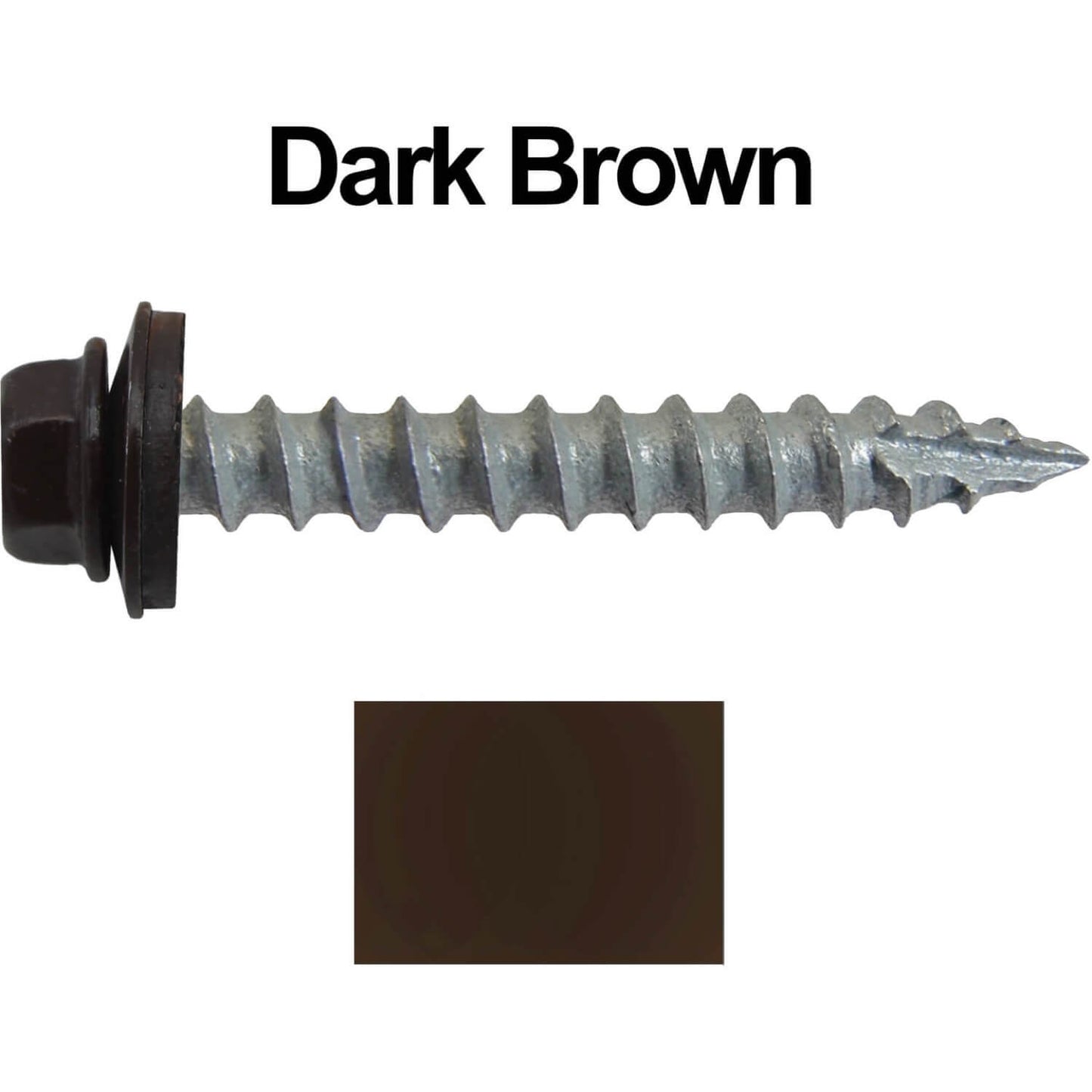 #14 x 1-1/2" Metal ROOFING SCREWS - Hex Washer Head - Self starting/self tapping - EPDM washer. Colored head.