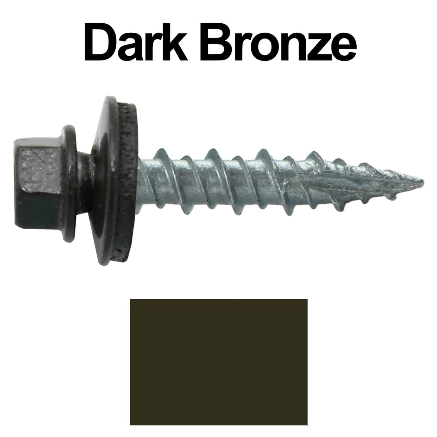 #10 x 1" Metal ROOFING SCREWS - Hex Washer Head - Self starting/self tapping - EPDM washer. Colored head.