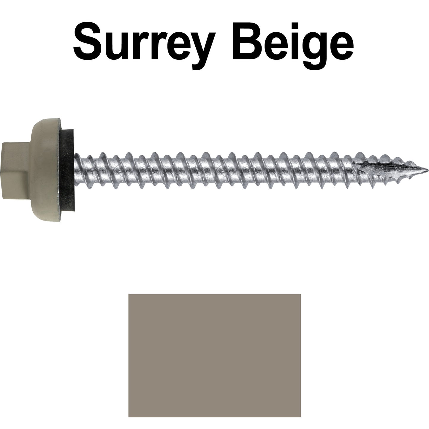 10 X 2“ HI-LO Zinc Aluminum Cap Metal Roofing Screws - Hex Washer Head - Self starting/self tapping - EPDM washer. Colored head.
