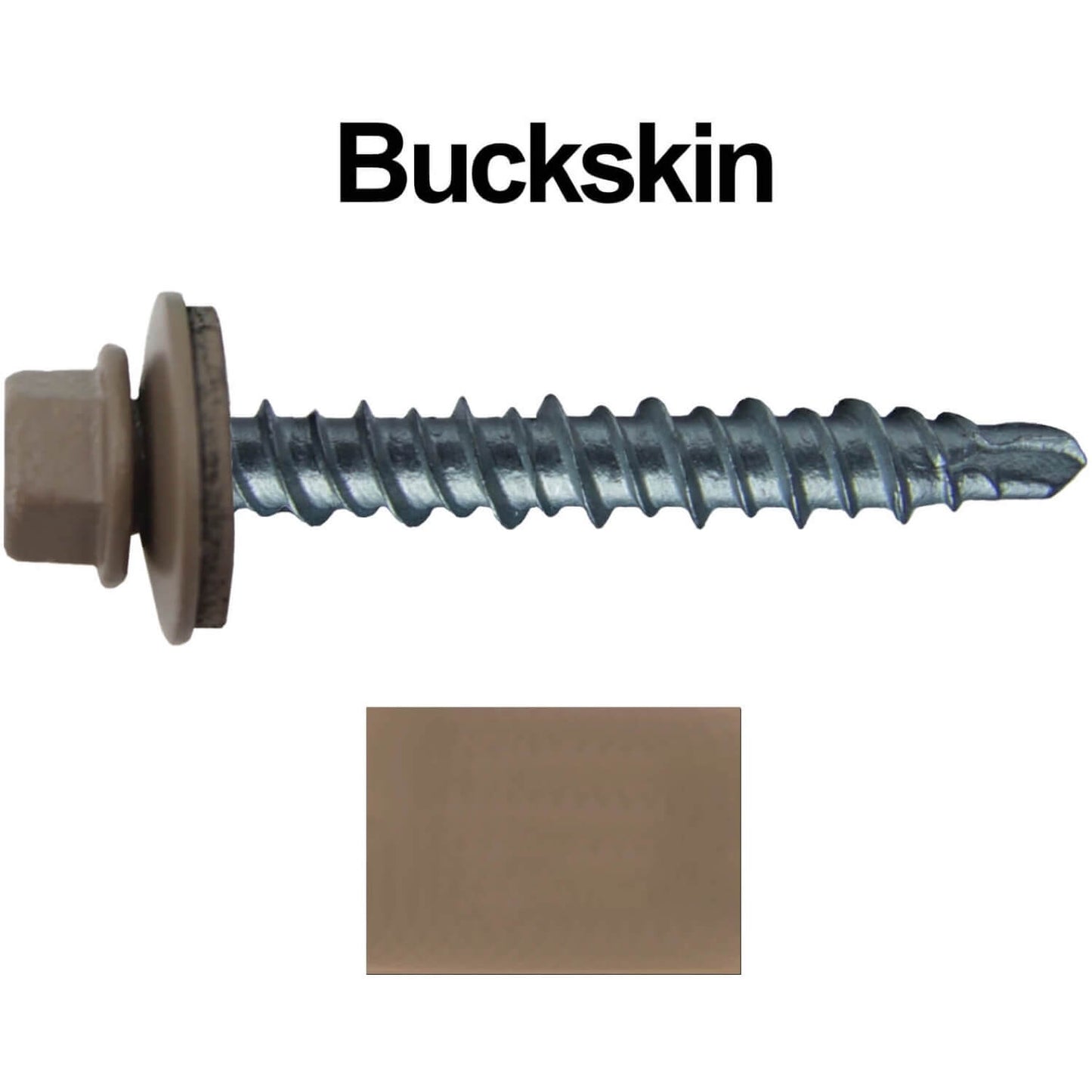 #10 x 1" Mini Driller Sheet Metal Roofing Screw - Hex Washer Head - Self starting metal to wood siding screws. EPDM washer. Colored head.