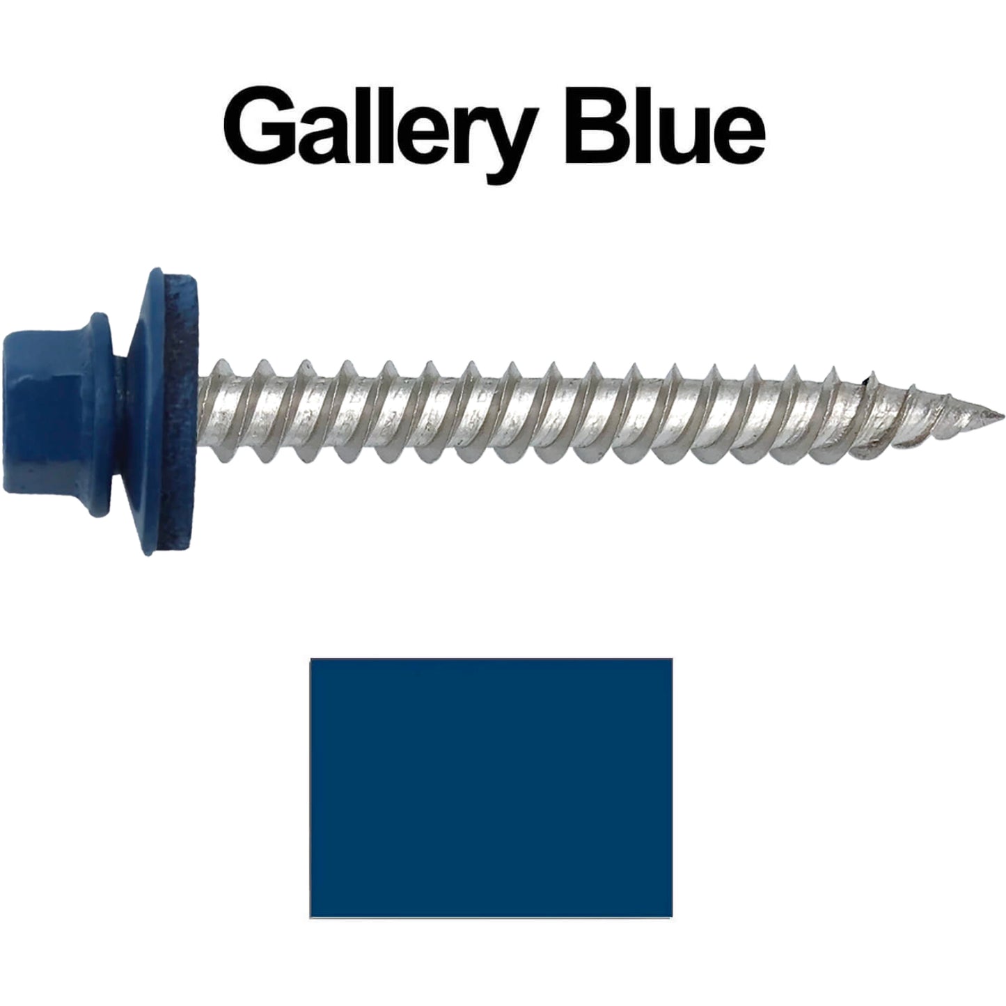 12 x 2" Stainless Steel Metal Roofing Screw - Hex ReGrip Washer Head - Self starting/self tapping - EPDM washer. Colored head.