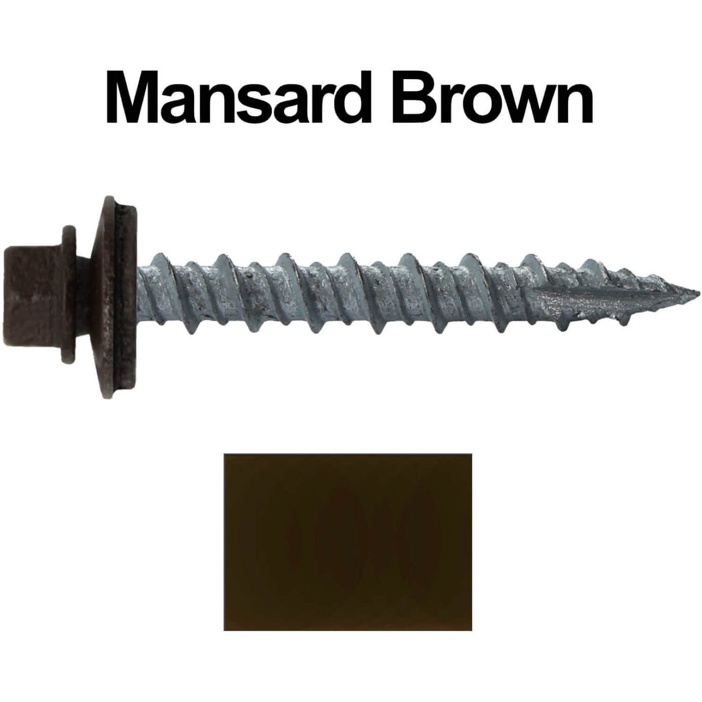 #10 x 1-1/2" Metal ROOFING SCREWS - Hex Washer Head - Self starting/self tapping - EPDM washer. Colored head.