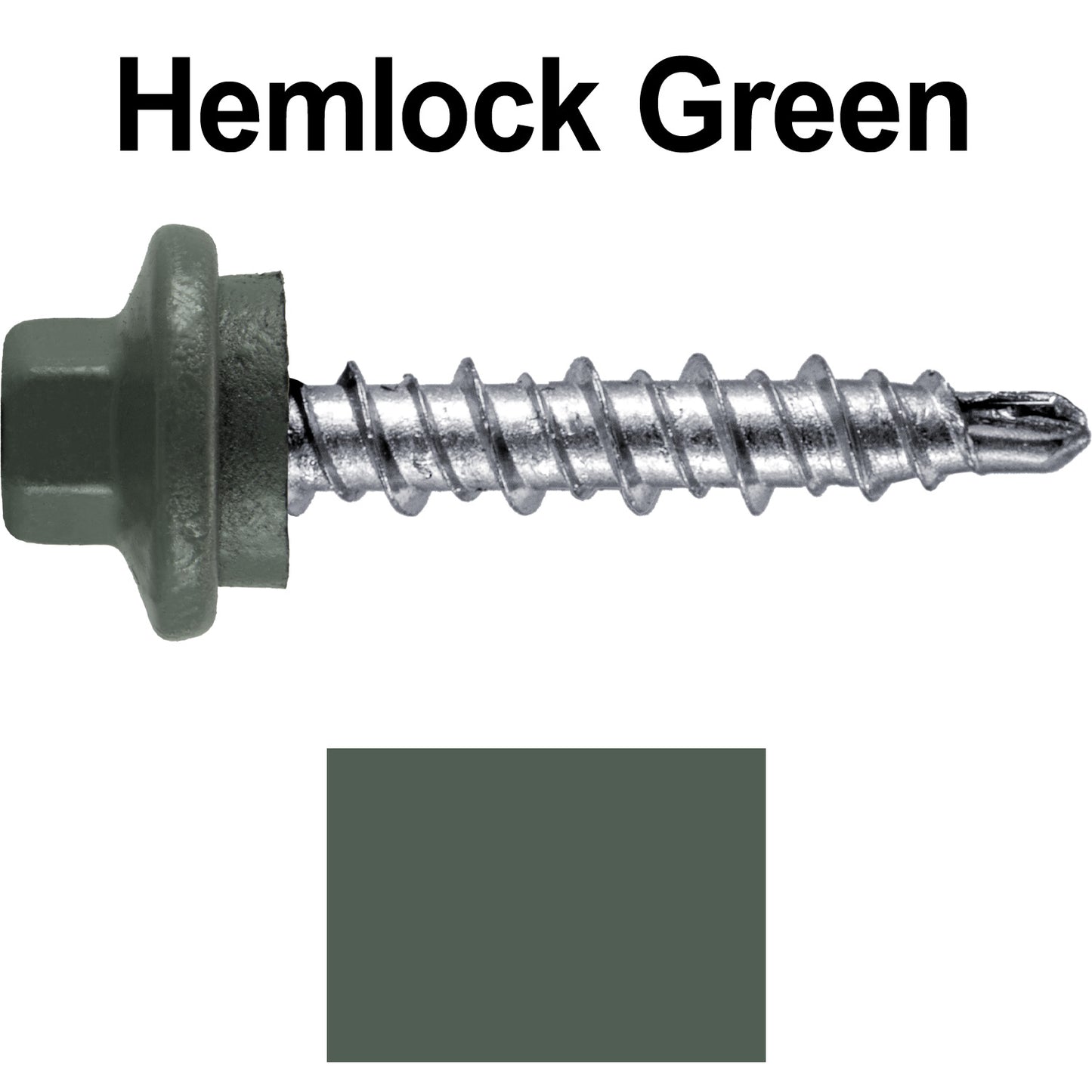 #10 x 1" Stainless Steel Mini Driller Sheet Metal Roofing Screw - Hex Washer Cap - Self starting metal to wood siding screws - EPDM washer. Colored Head.