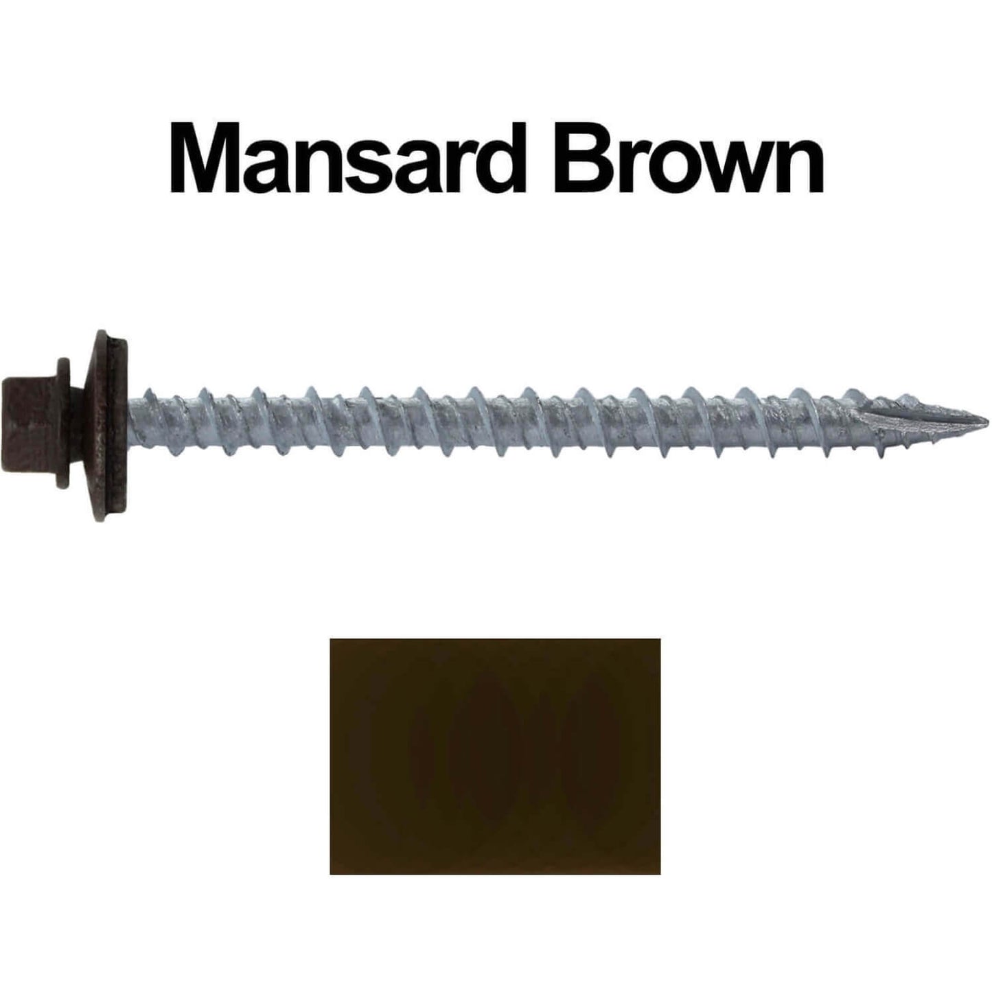 #10 x 2-1/2" Metal ROOFING SCREWS - Hex Washer Head - Self starting/self tapping - EPDM washer. Colored head.