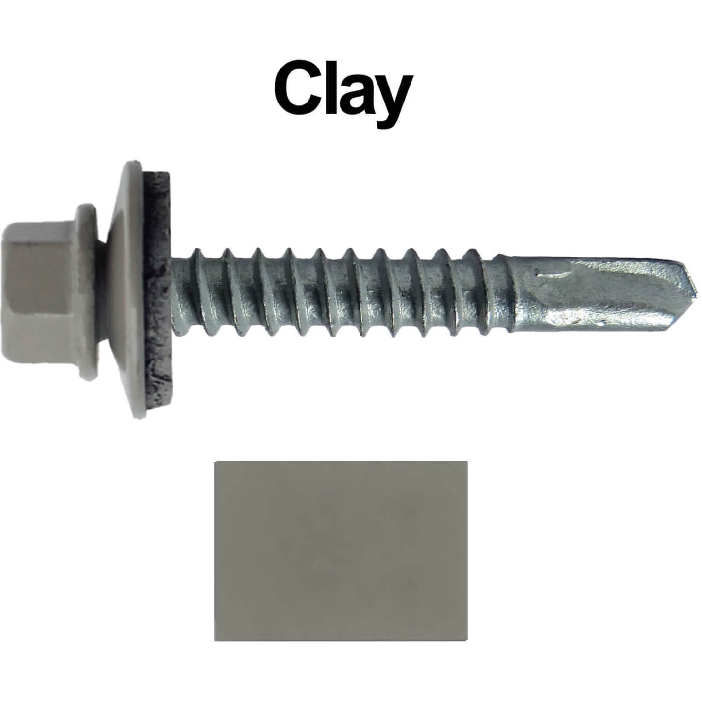 #12x1-1/2" Metal to Metal Type #3 Metal Roofing Screws- Hex Head Drill Point - 9/16" EPDM Washer. Colored head.