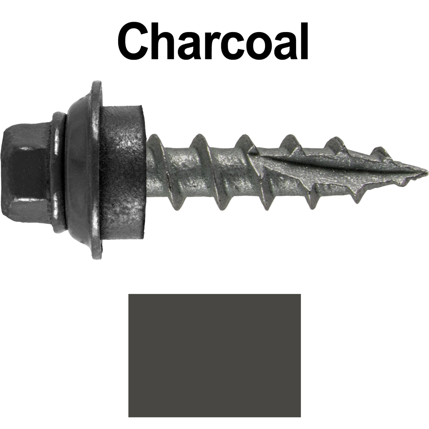 12 X 1" Metal Roofing Screws For OSB and Plywood - Galvanized Metal to Wood Type 17 Tip - 1/4" Hex Head - Assembled EPDM Washer