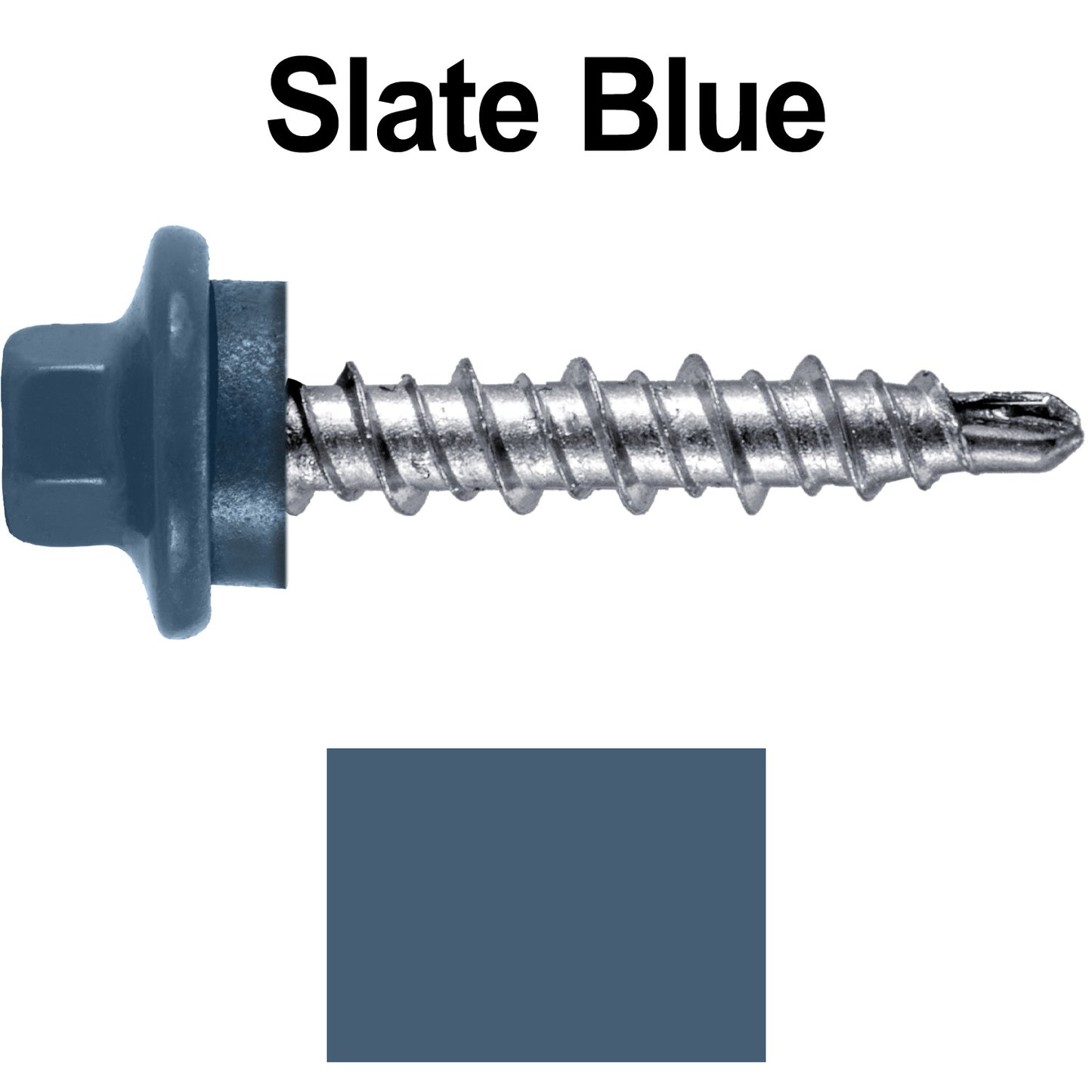 #10 x 1" Stainless Steel Mini Driller Sheet Metal Roofing Screw - Hex Washer Cap - Self starting metal to wood siding screws - EPDM washer. Colored Head.