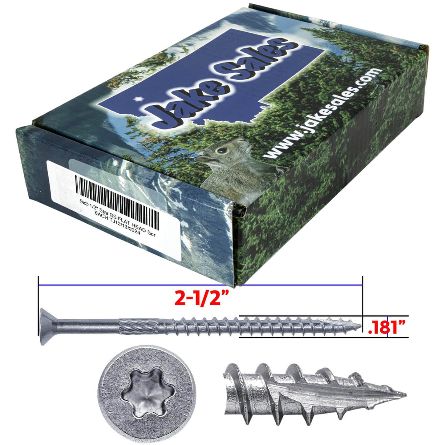 #9 Silver Star Stainless Steel Wood Screw Torx/Star Drive Head - Grade 300 Series Stainless Steel Torx/Star Drive Wood Screws