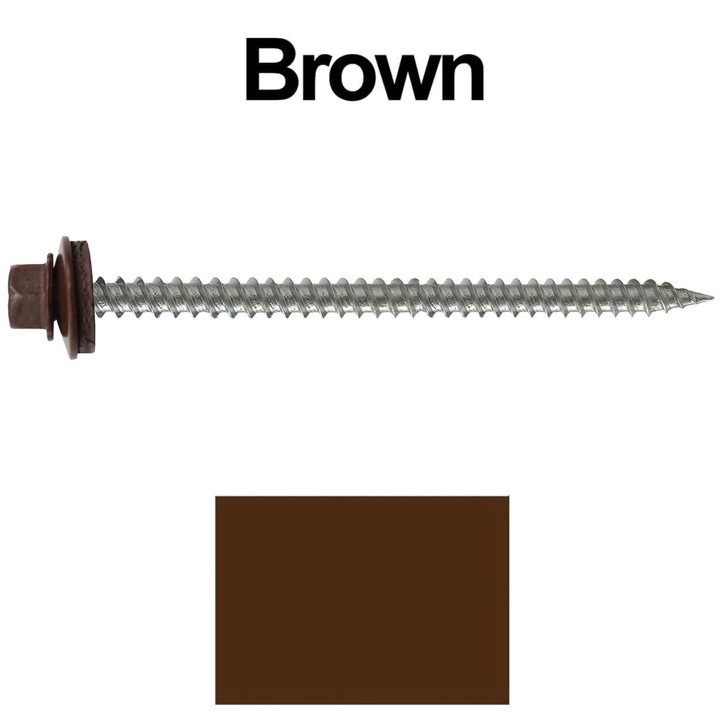 #9 x 3" Stainless Steel Metal Roofing Screws - Hex Washer Head - Self starting/self tapping - EPDM washer. Colored head.