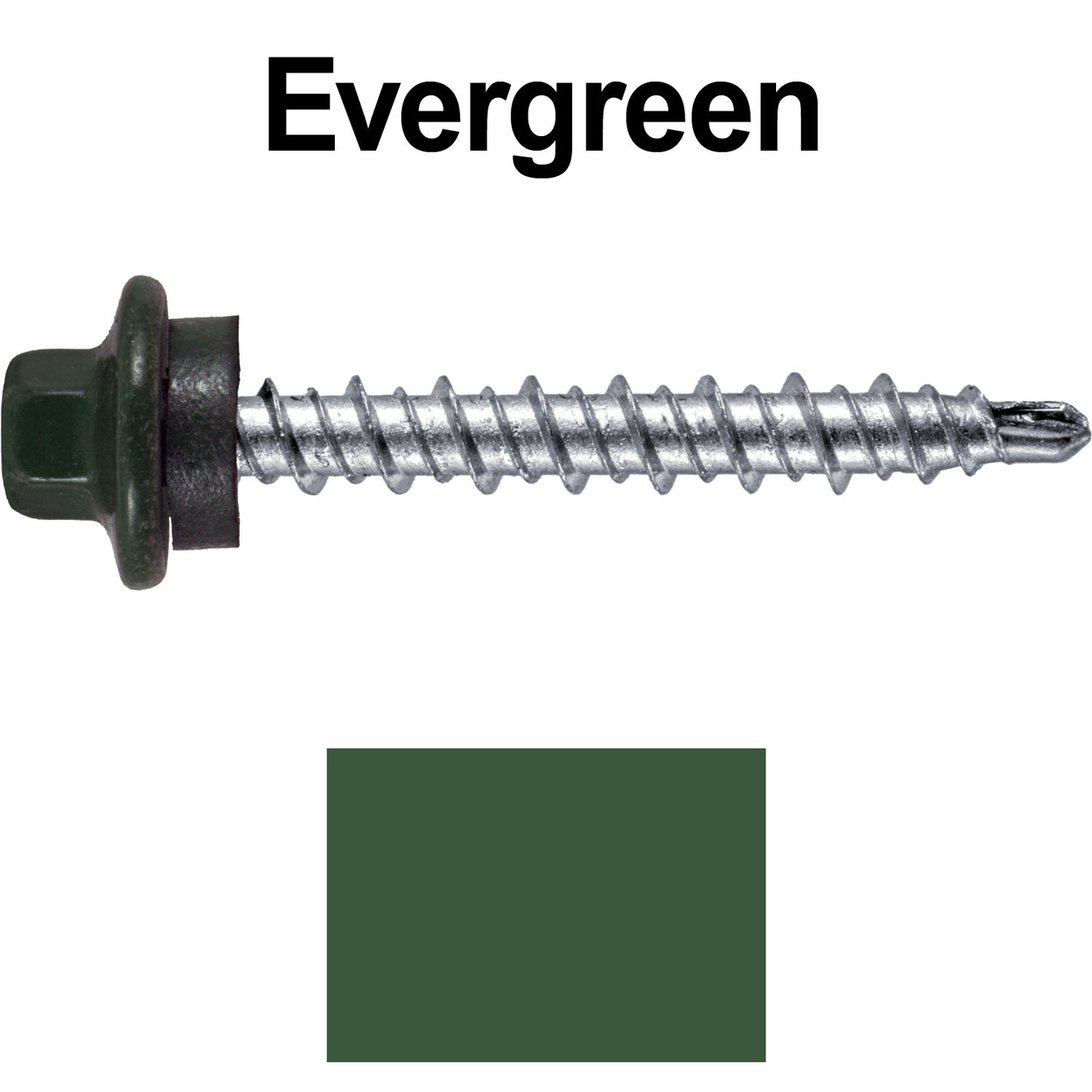 #10 x 1-1/2" Stainless Steel Mini Driller Sheet Metal Roofing Screw - Hex Washer Cap - Self starting metal to wood siding screws - EPDM washer. Colored head.