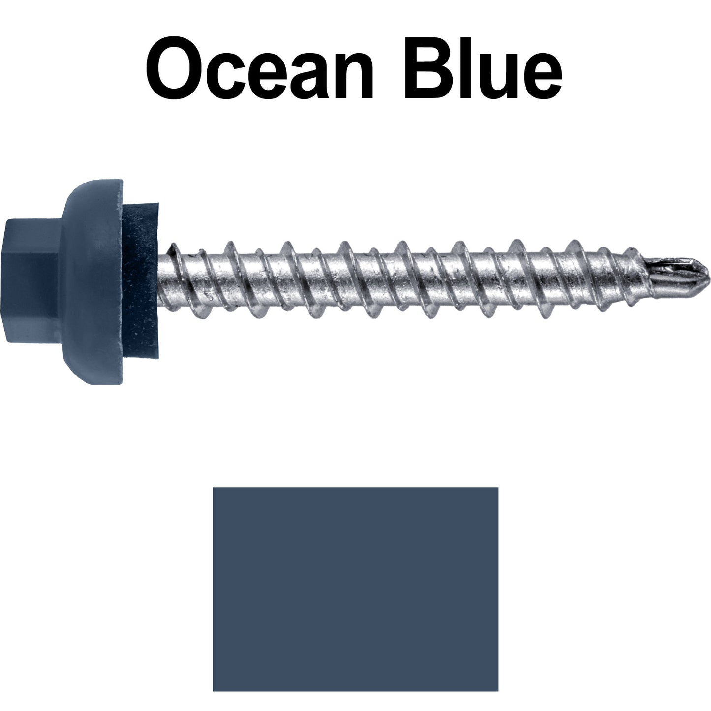 10 X 1-1/2” Zinc Aluminum Cap MINI-DRILLER Roofing Screws HI-LO THREAD Zinc Plated Carbon Steel Shank - EPDM Washer - Colored head