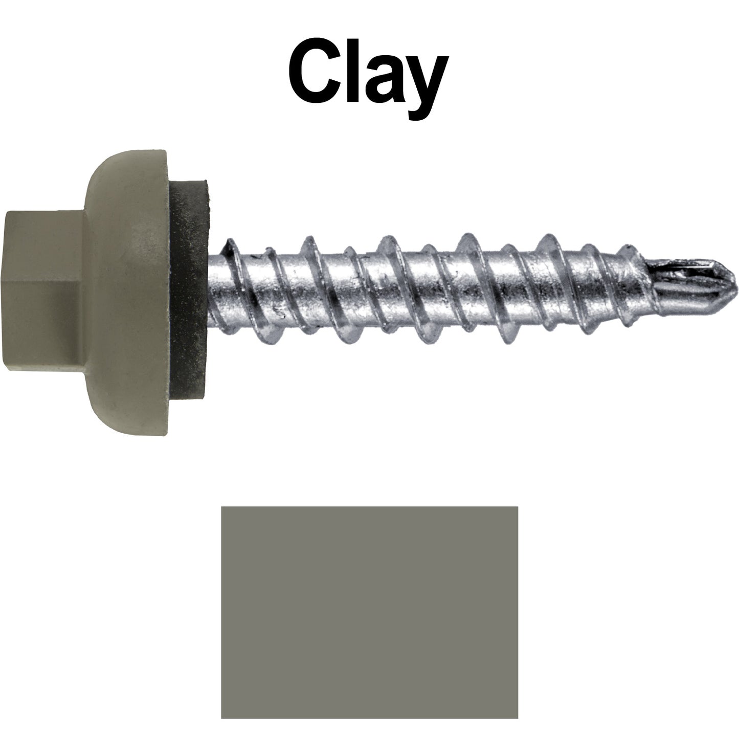 10 X 1" Zinc Aluminum Cap MINI-DRILLER Roofing Screws HI-LO THREAD Zinc Plated Carbon Steel Shank - EPDM Washer - Colored head
