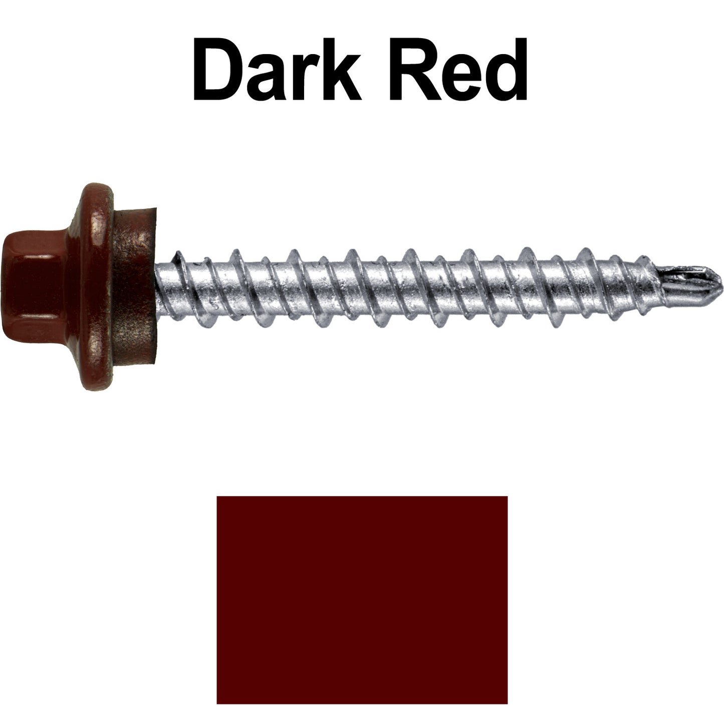 #10 x 1-1/2" Stainless Steel Mini Driller Sheet Metal Roofing Screw - Hex Washer Cap - Self starting metal to wood siding screws - EPDM washer. Colored head.