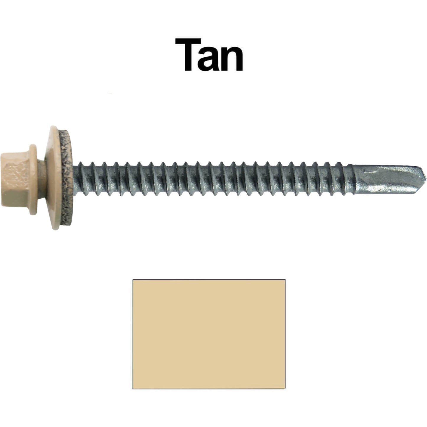 #12 X 3" Metal to Metal Type #3 Roofing Screws - Hex Washer Head - Self starting/self tapping - 5/8" EPDM washer. Colored head.