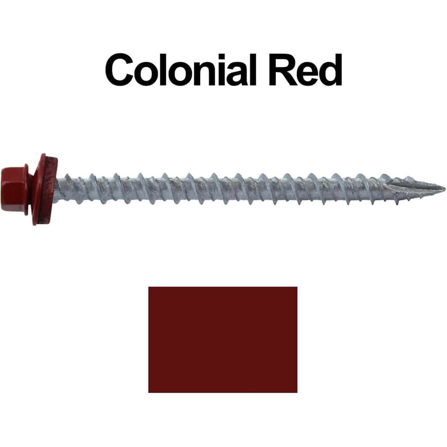 #10 x 2-1/2" Metal ROOFING SCREWS - Hex Washer Head - Self starting/self tapping - EPDM washer. Colored head.