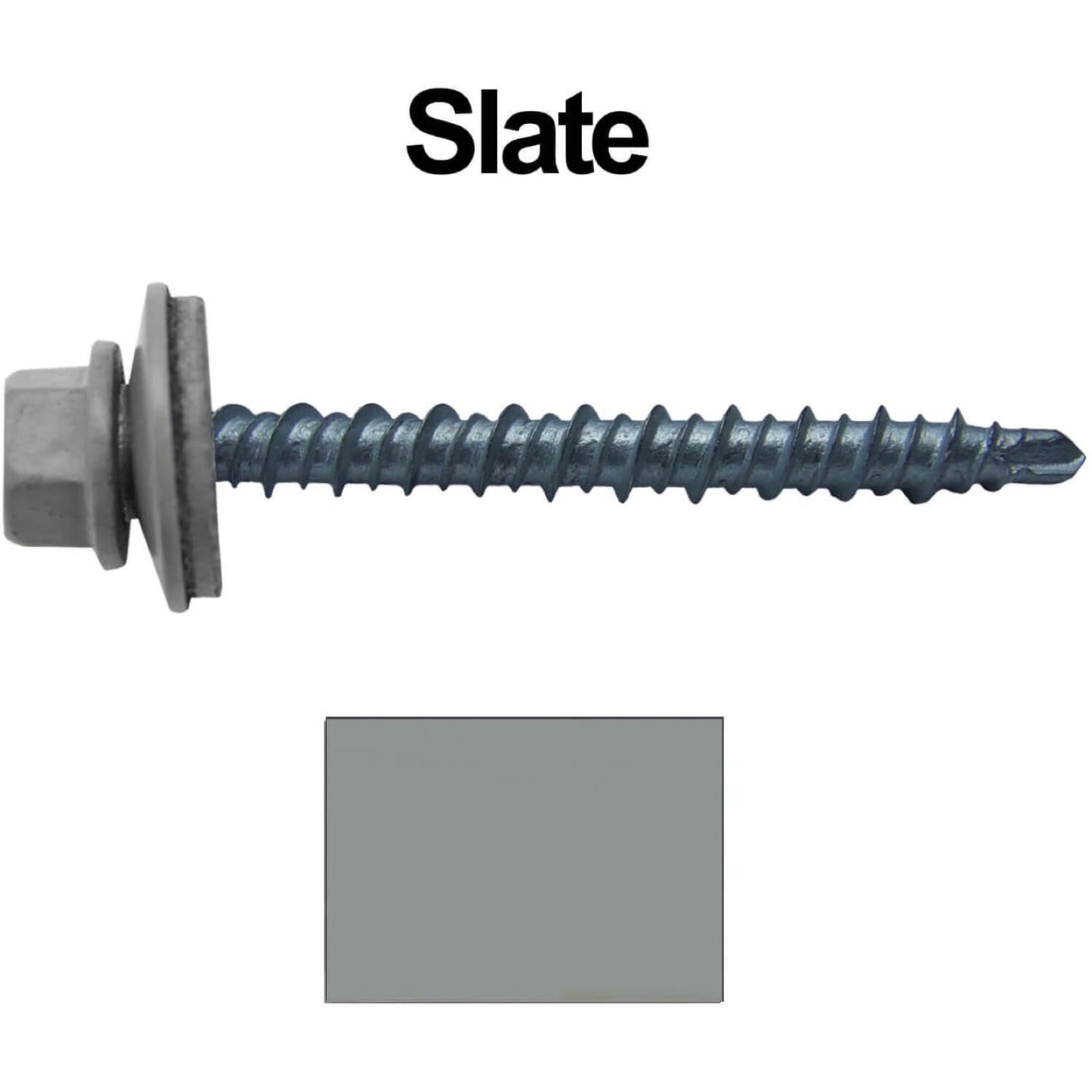 10 x 2" - Mini Driller Sheet Metal Roofing Screw - Hex Washer Head - Self starting metal to wood siding screws. EPDM washer. Colored head.