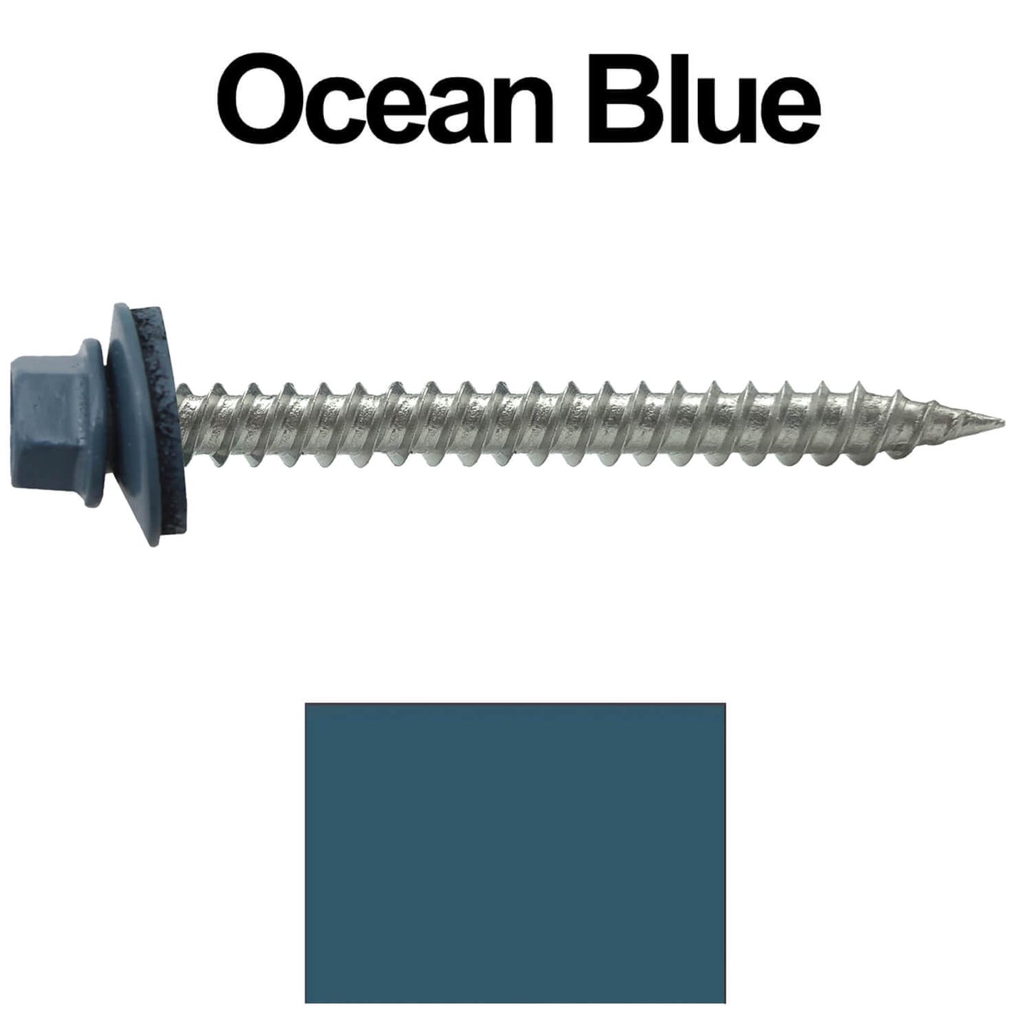 #9 x 2" Stainless Steel Metal Roofing Screws - Hex Washer Head - Self-Piercing (SP) tip metal to wood. EPDM washer. Colored head.